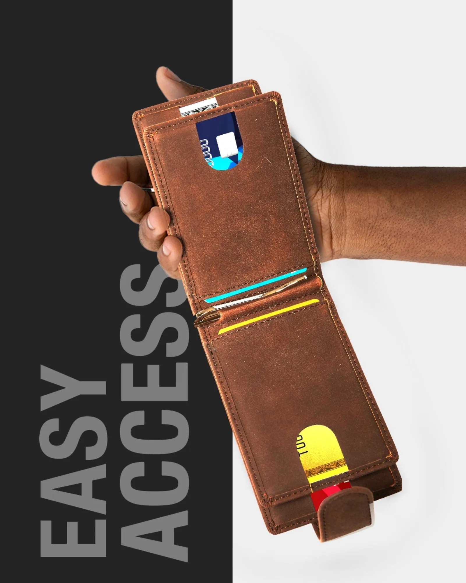 Vegan Leather Bifold Wallet with Removable Money Clip - Image 16