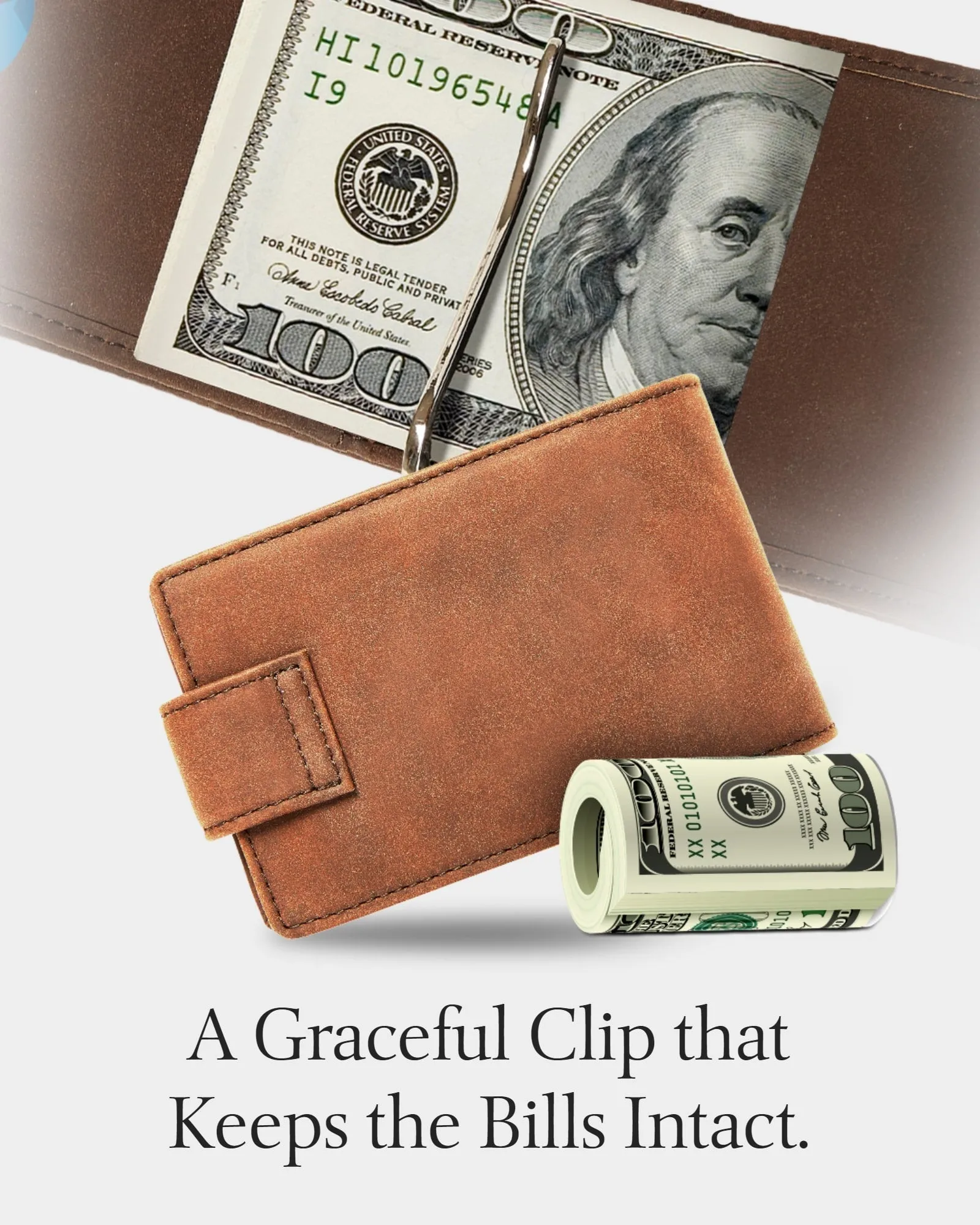 Vegan Leather Bifold Wallet with Removable Money Clip - Image 17