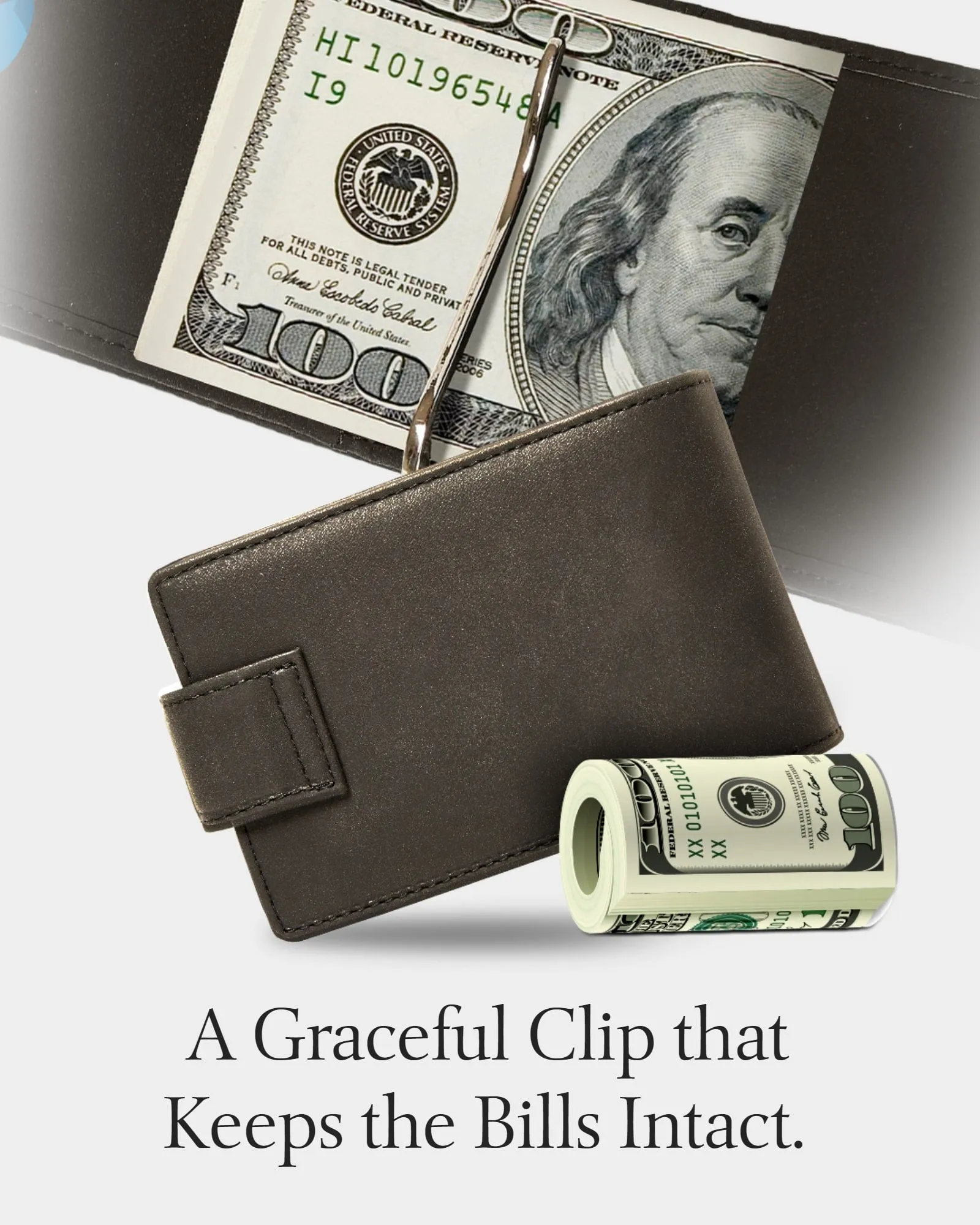 Vegan Leather Bifold Wallet with Removable Money Clip - Image 23