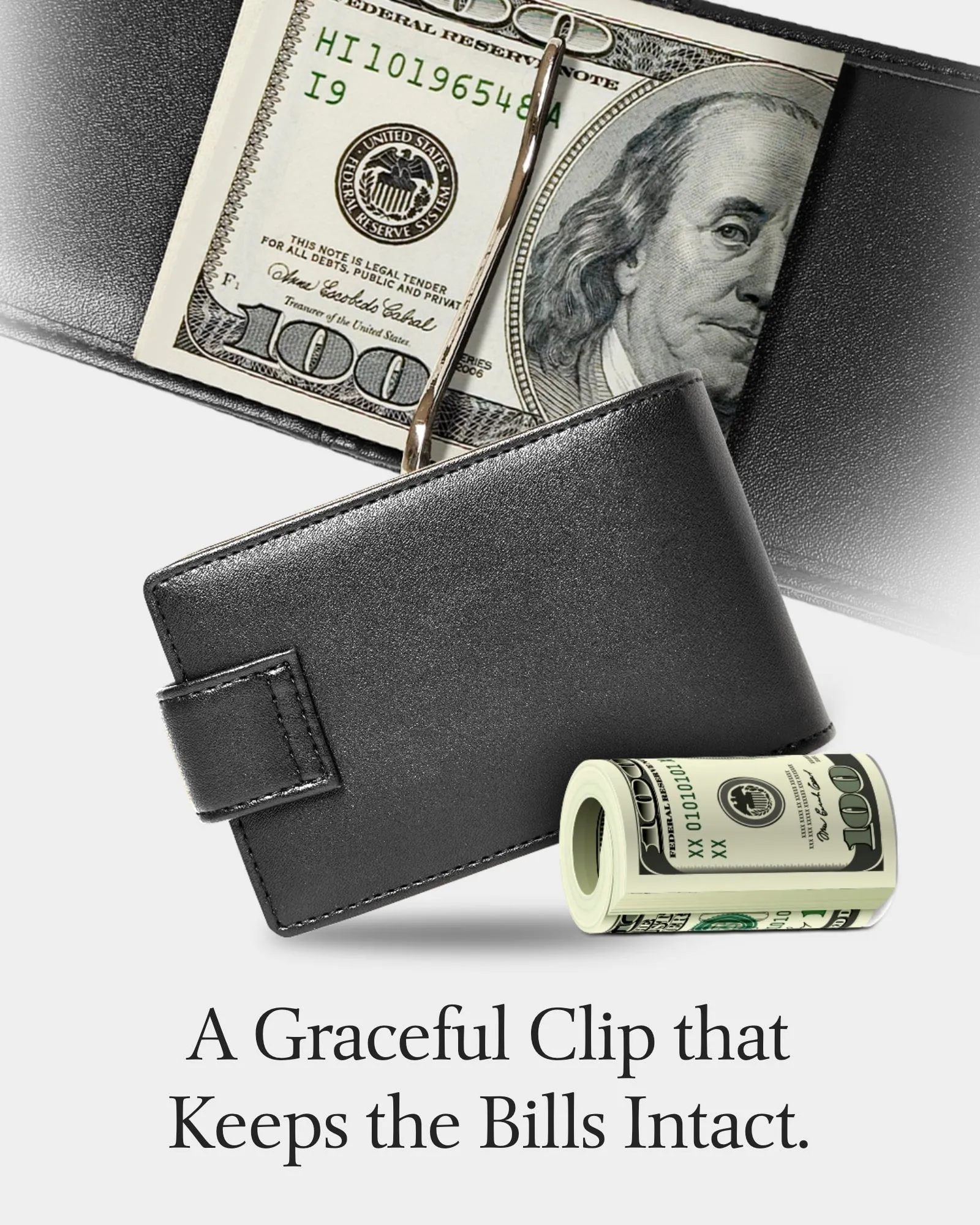 Vegan Leather Bifold Wallet with Removable Money Clip - Image 5