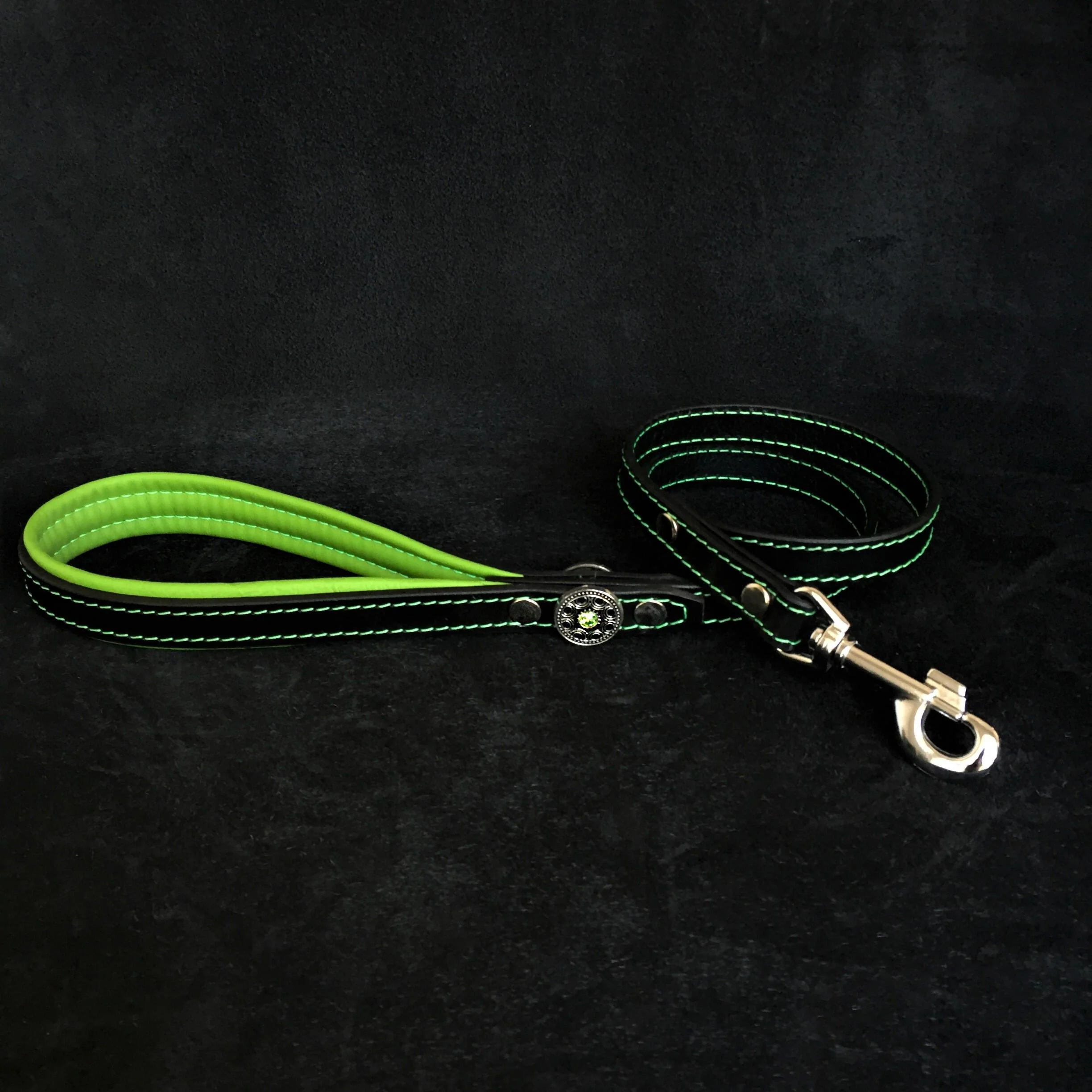 "Bijou" Big Dog Harness. Black & Green - Image 2