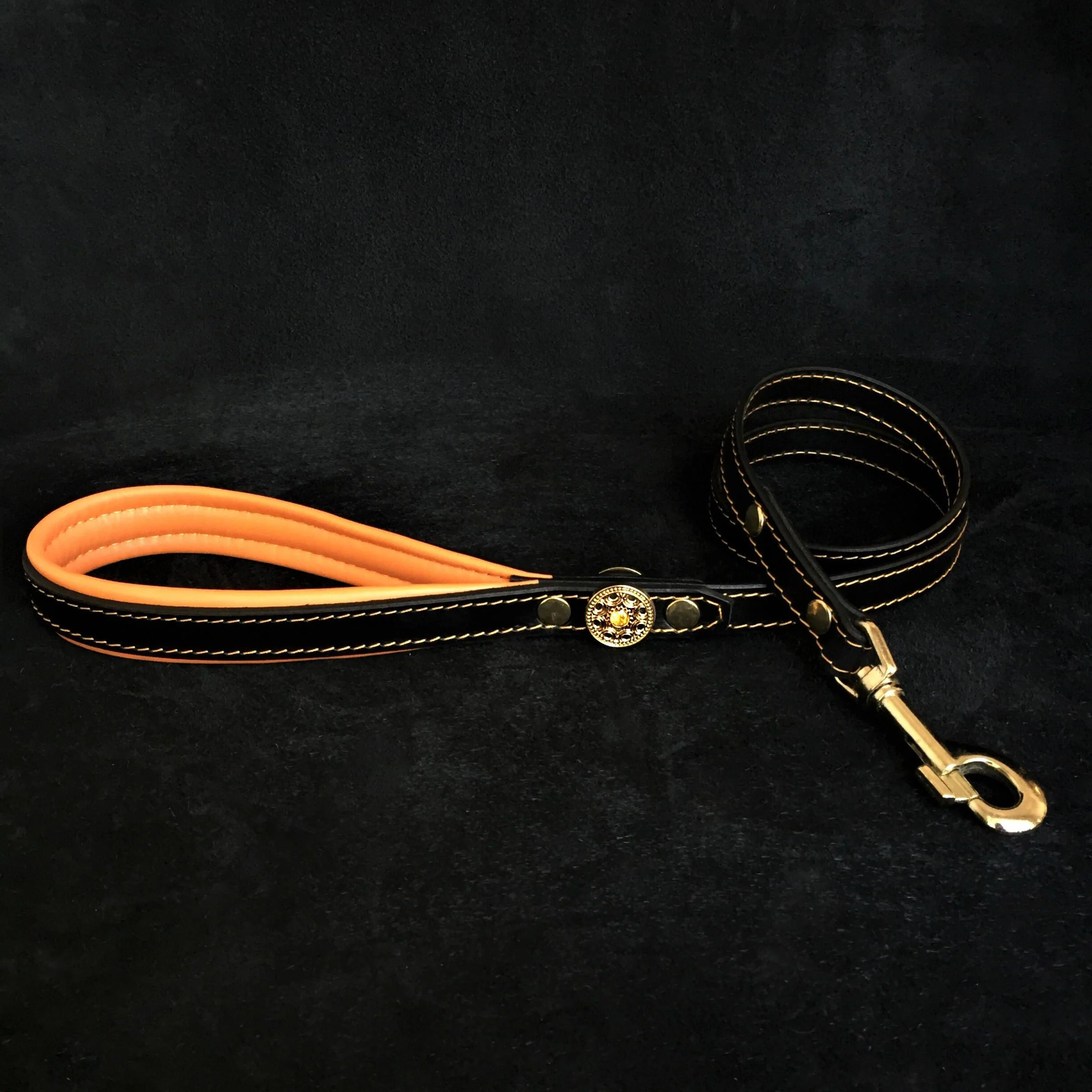 "Bijou" Big Dogs Harness. Black & Orange - Image 3