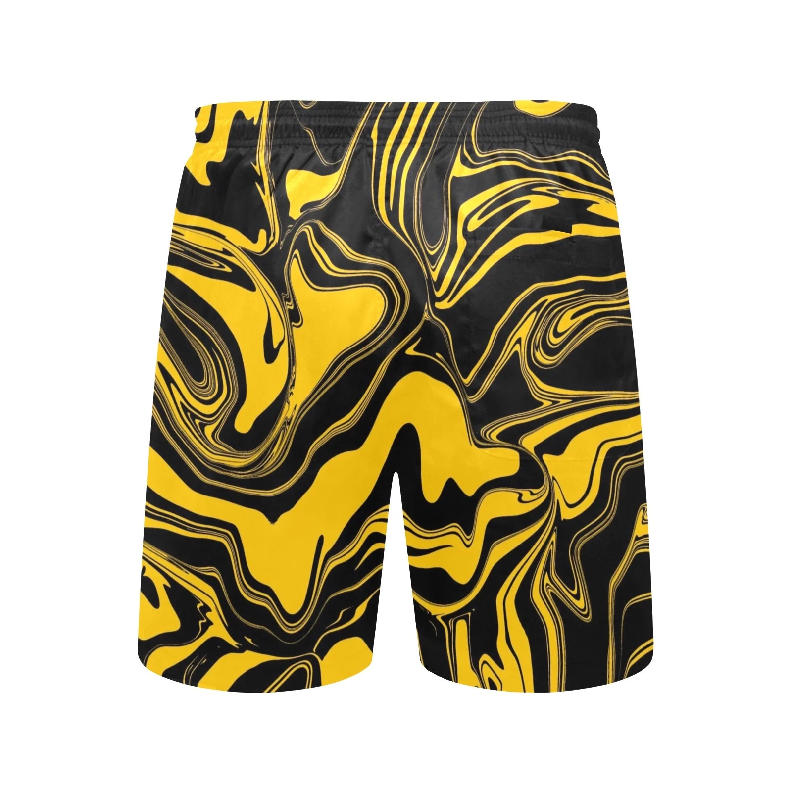 Black and Yellow Abstract Melt Swim Shorts - Image 4