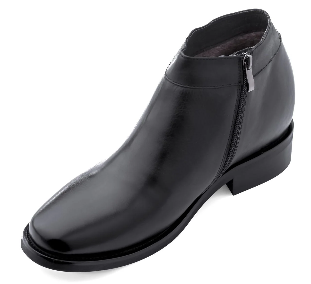 K50658 - Black Leather Zipper Dress Men's Boots - 3.2 Inches - Image 2