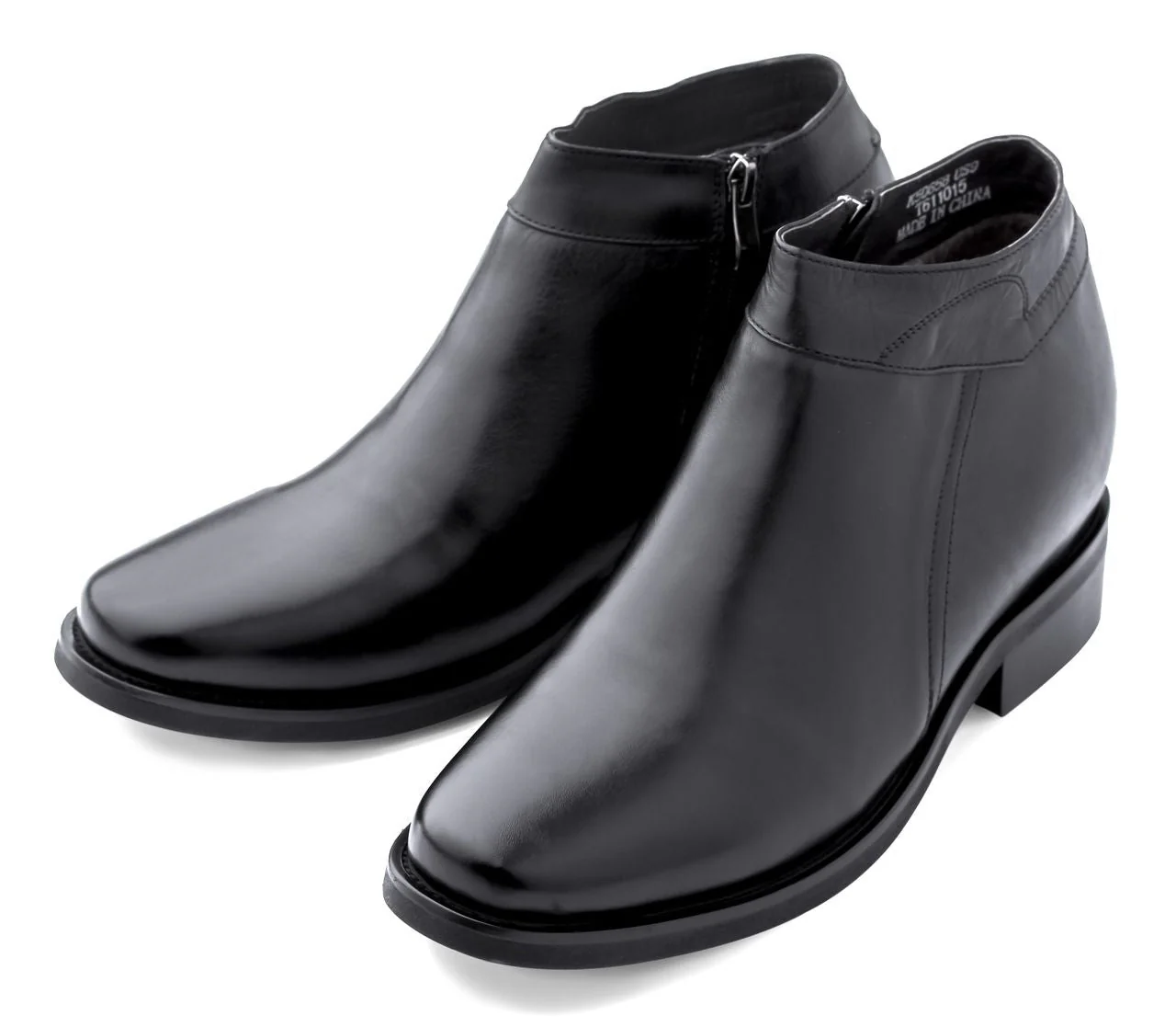 K50658 - Black Leather Zipper Dress Men's Boots - 3.2 Inches - Image 3