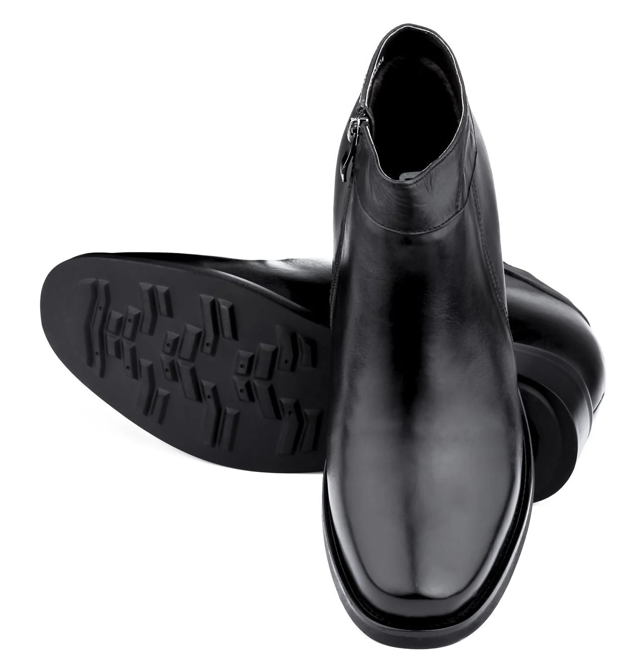 K50658 - Black Leather Zipper Dress Men's Boots - 3.2 Inches - Image 4