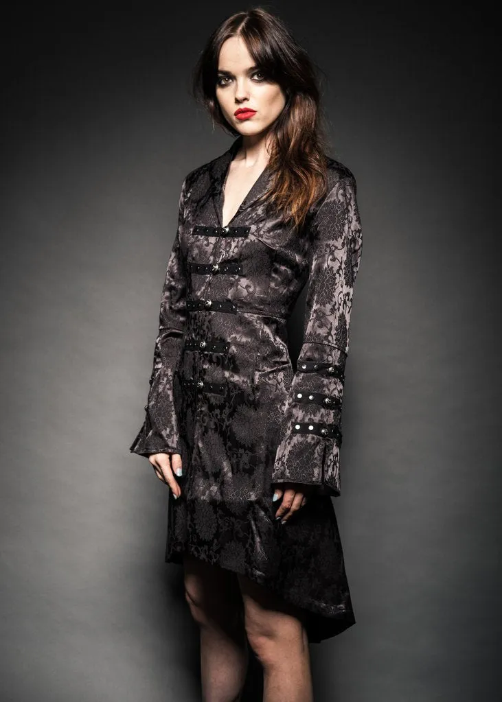 Black Floral Brocade Victorian Jacket - Image 2