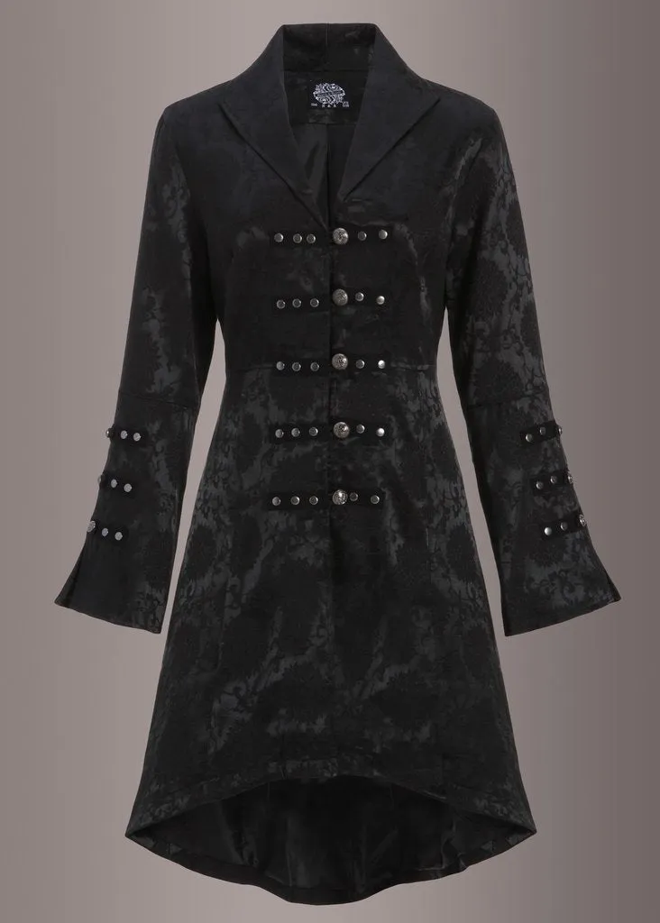 Black Floral Brocade Victorian Jacket - Image 3