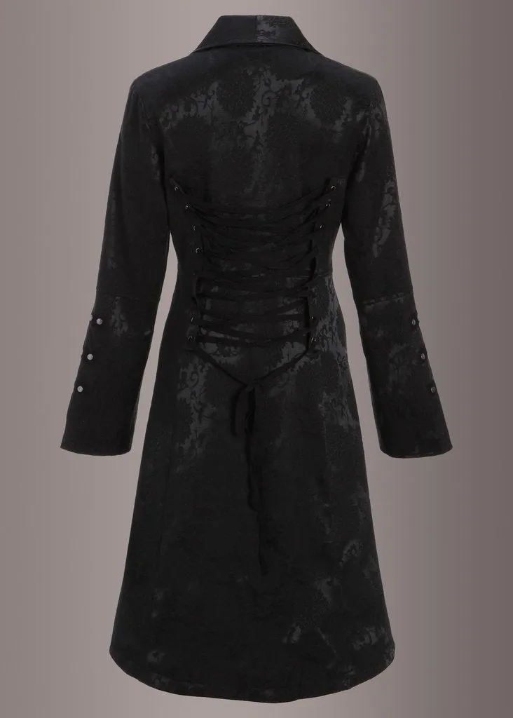 Black Floral Brocade Victorian Jacket - Image 4