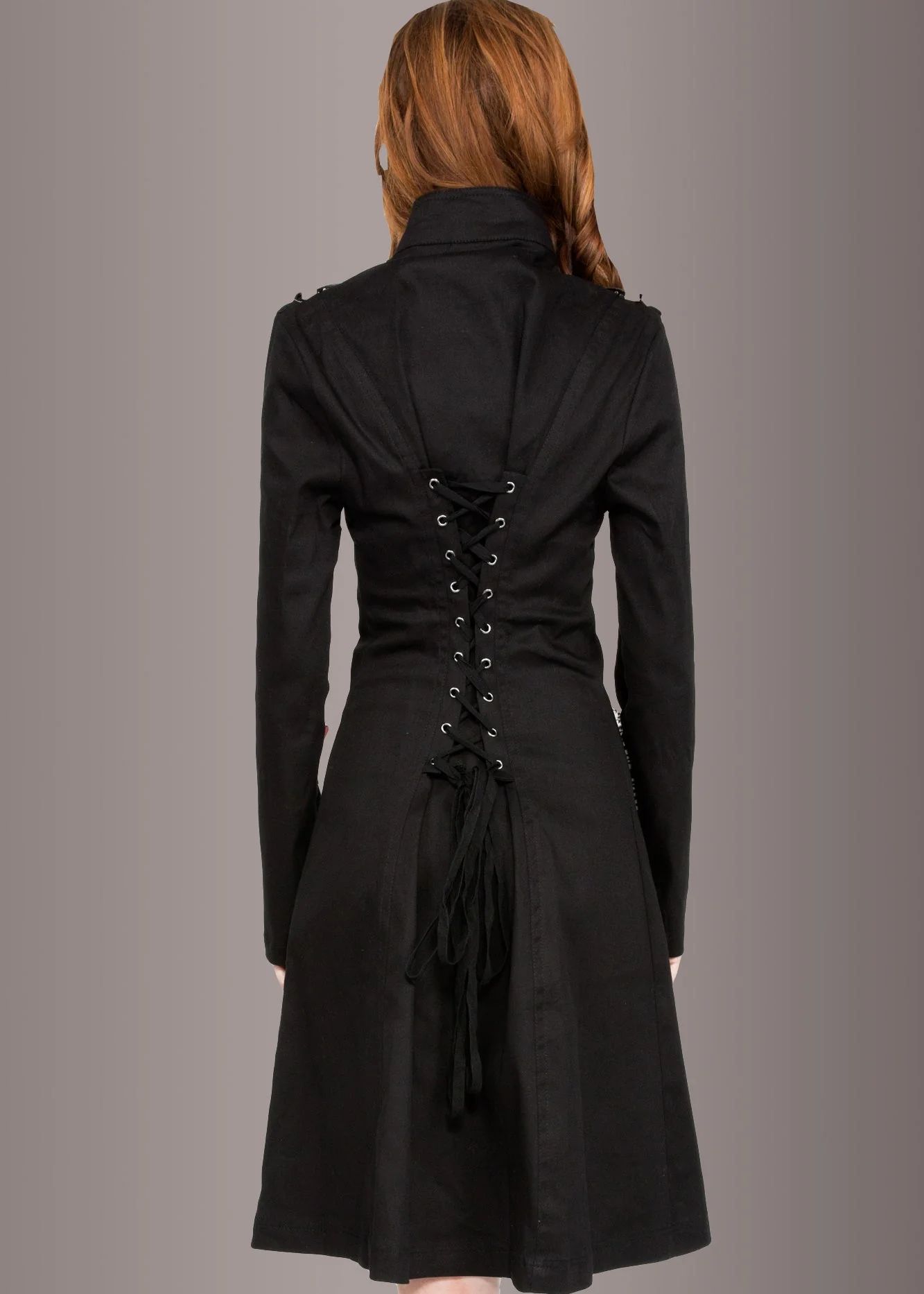 Black Gothic Coat Steampunk Jacket with Buckles - Image 3