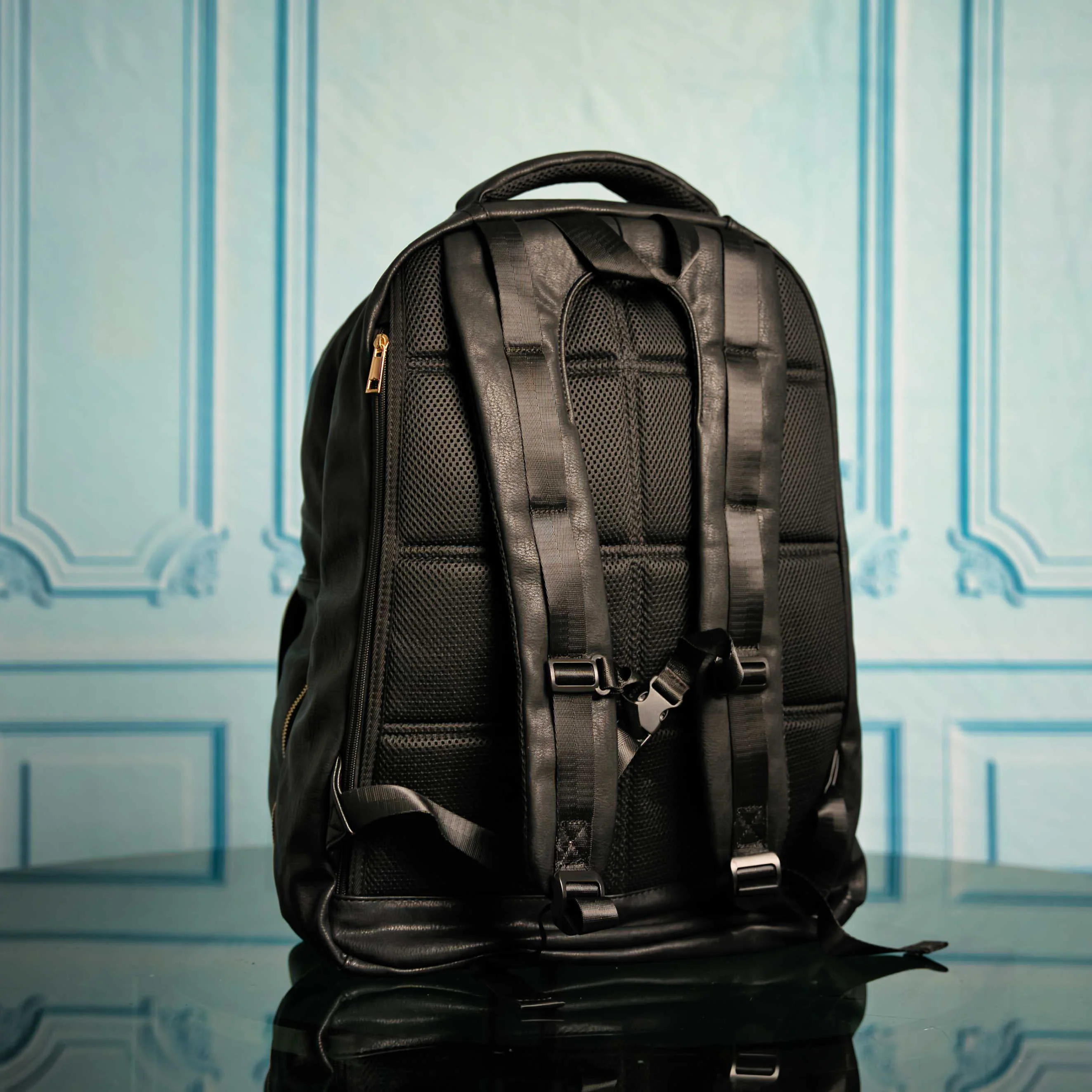 Black Leather Backpack Daily Commuter Bag - Image 6