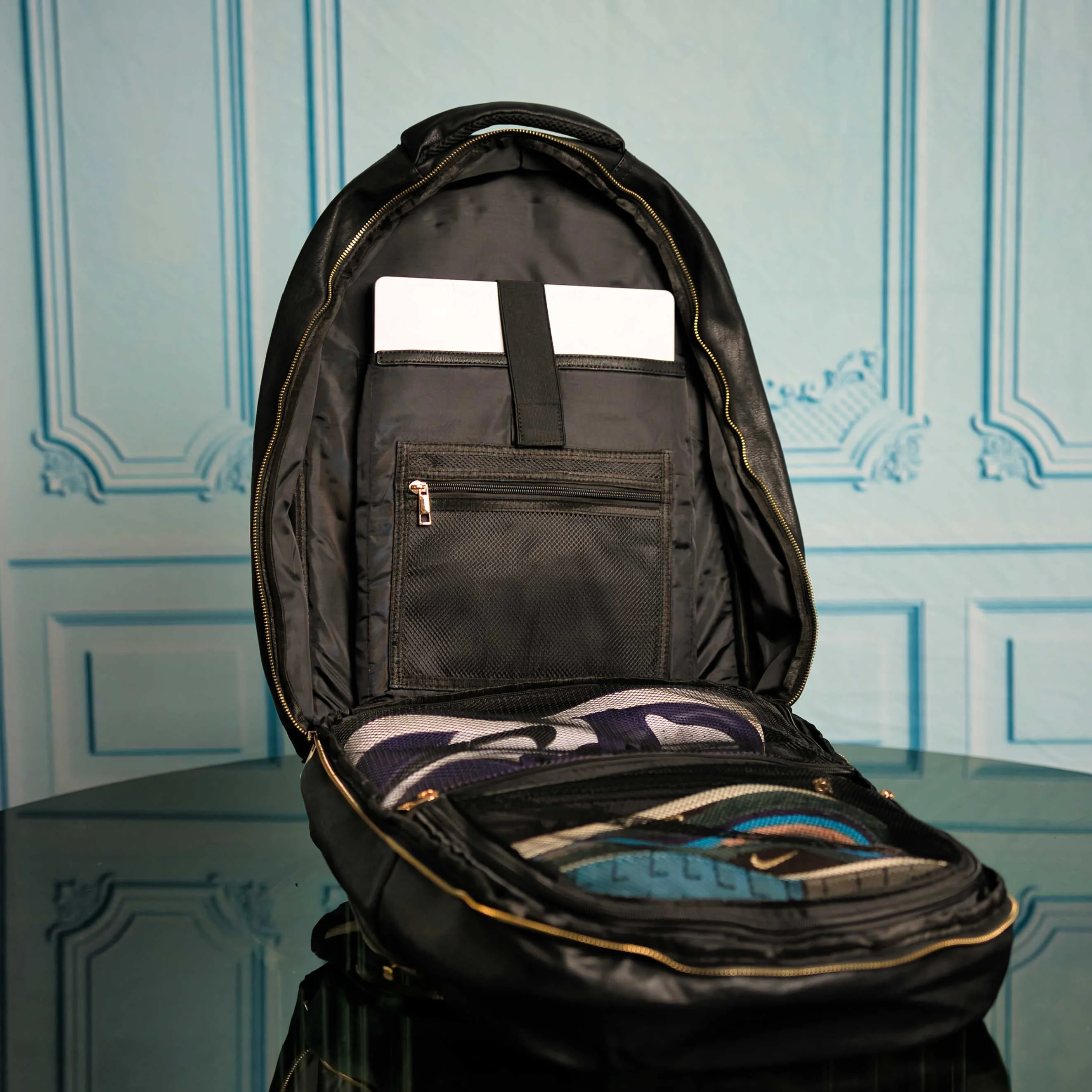 Black Leather Backpack Daily Commuter Bag - Image 8