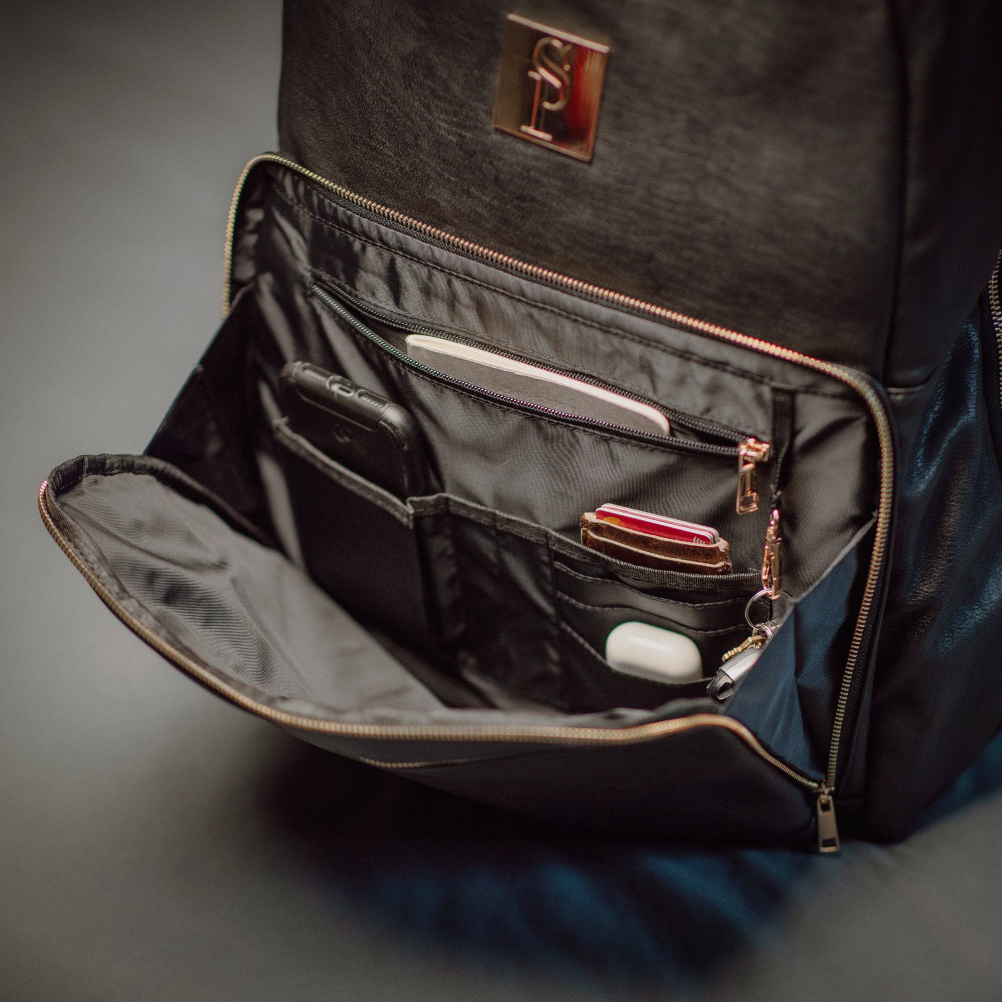 Black Leather Daily Commuter Bag XL - Image 8