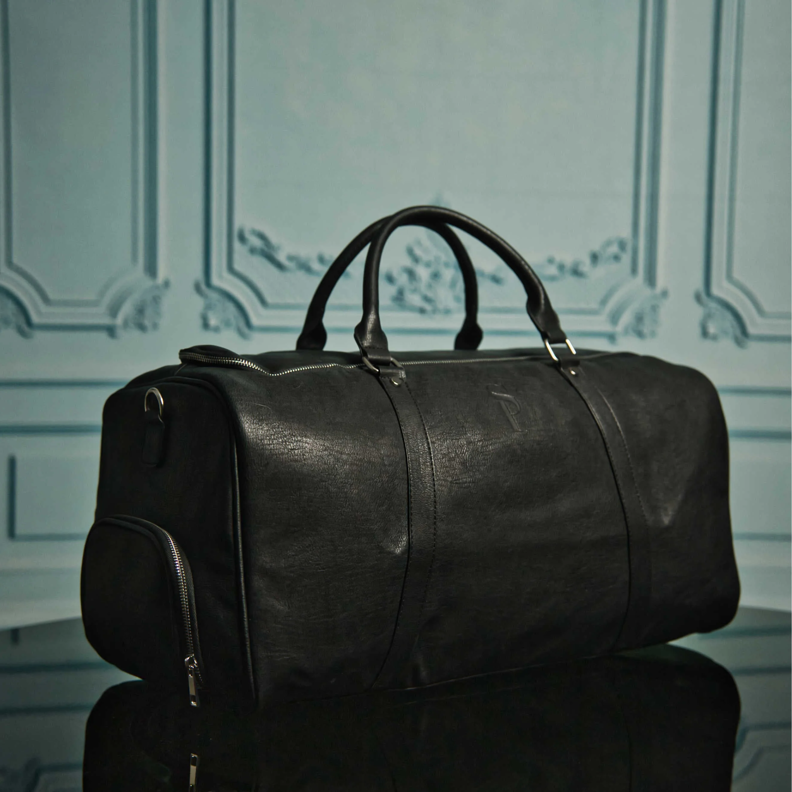 Black Leather Duffel Bag - Image 7