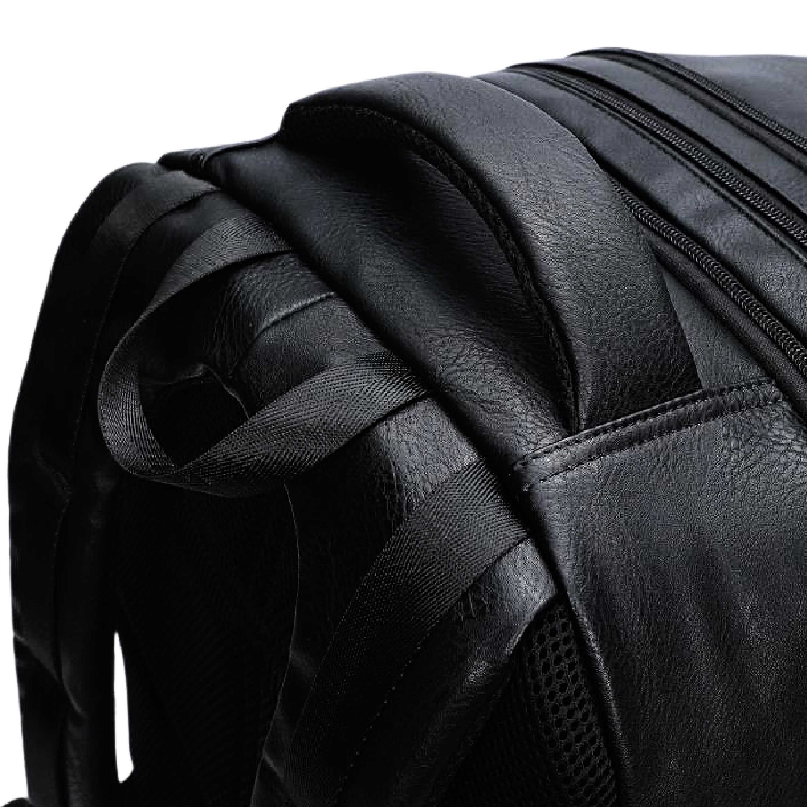 Black Leather Patented Carry On Backpack - Image 10
