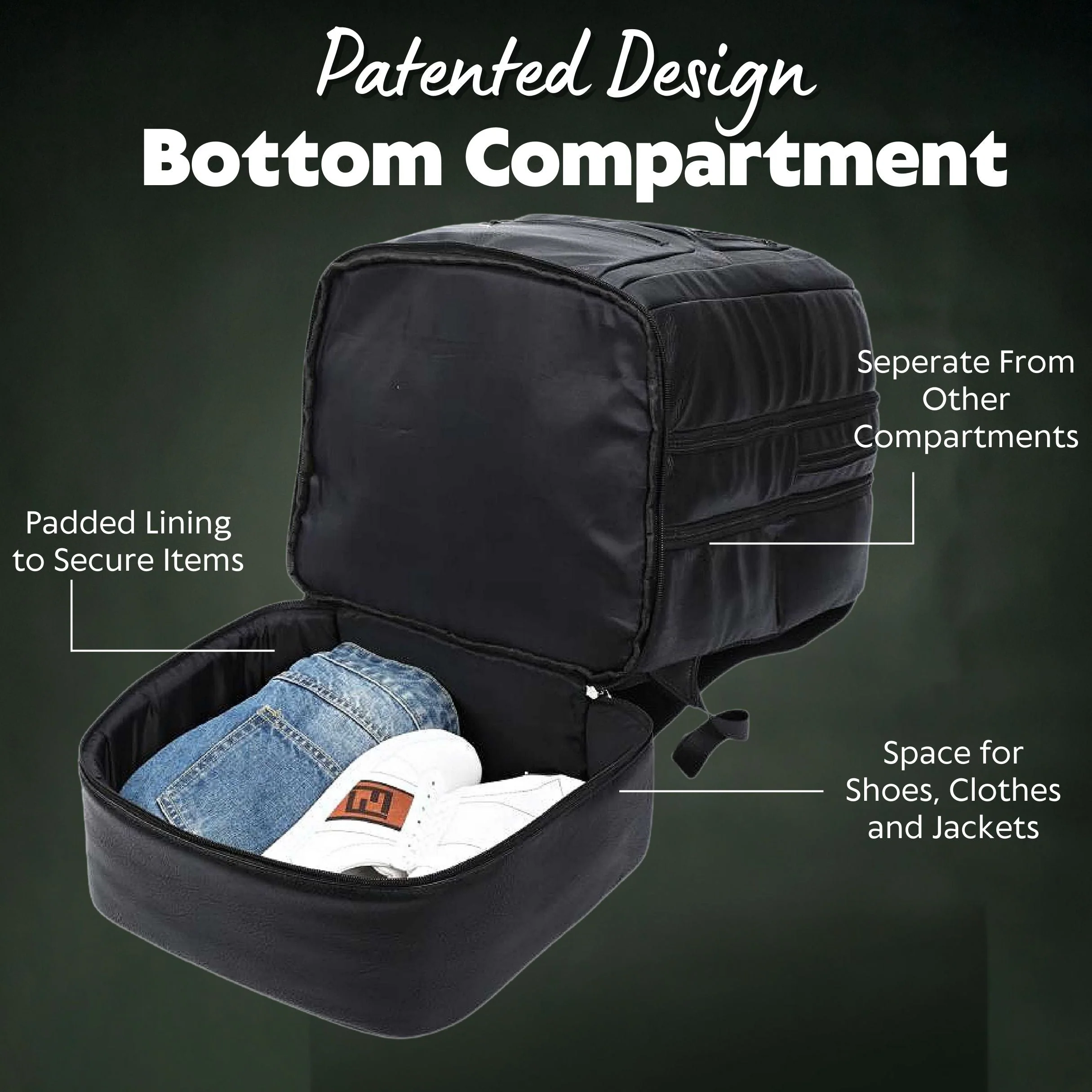 Black Leather Patented Carry On Backpack - Image 3