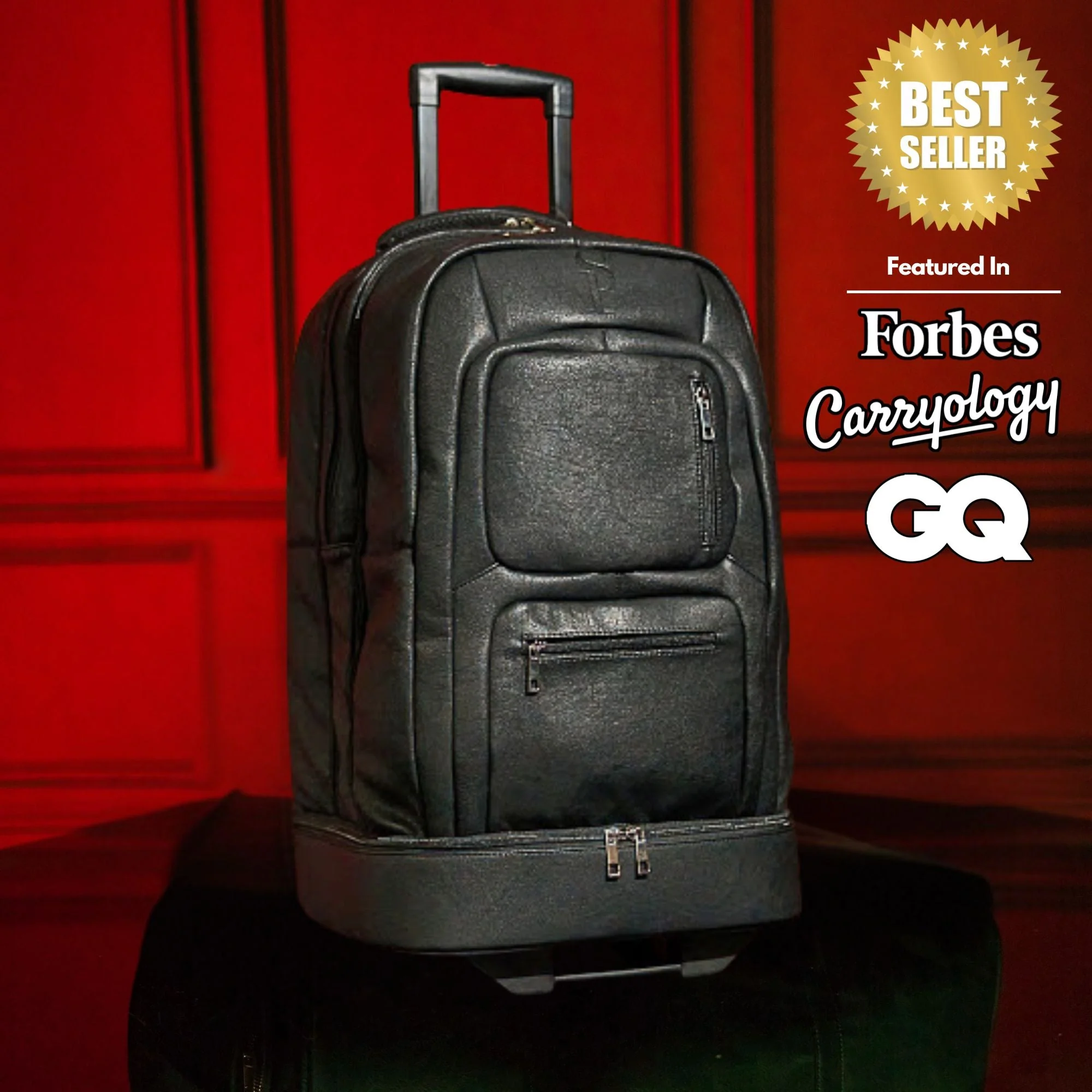 Black Leather Roller Bag Set - Image 2