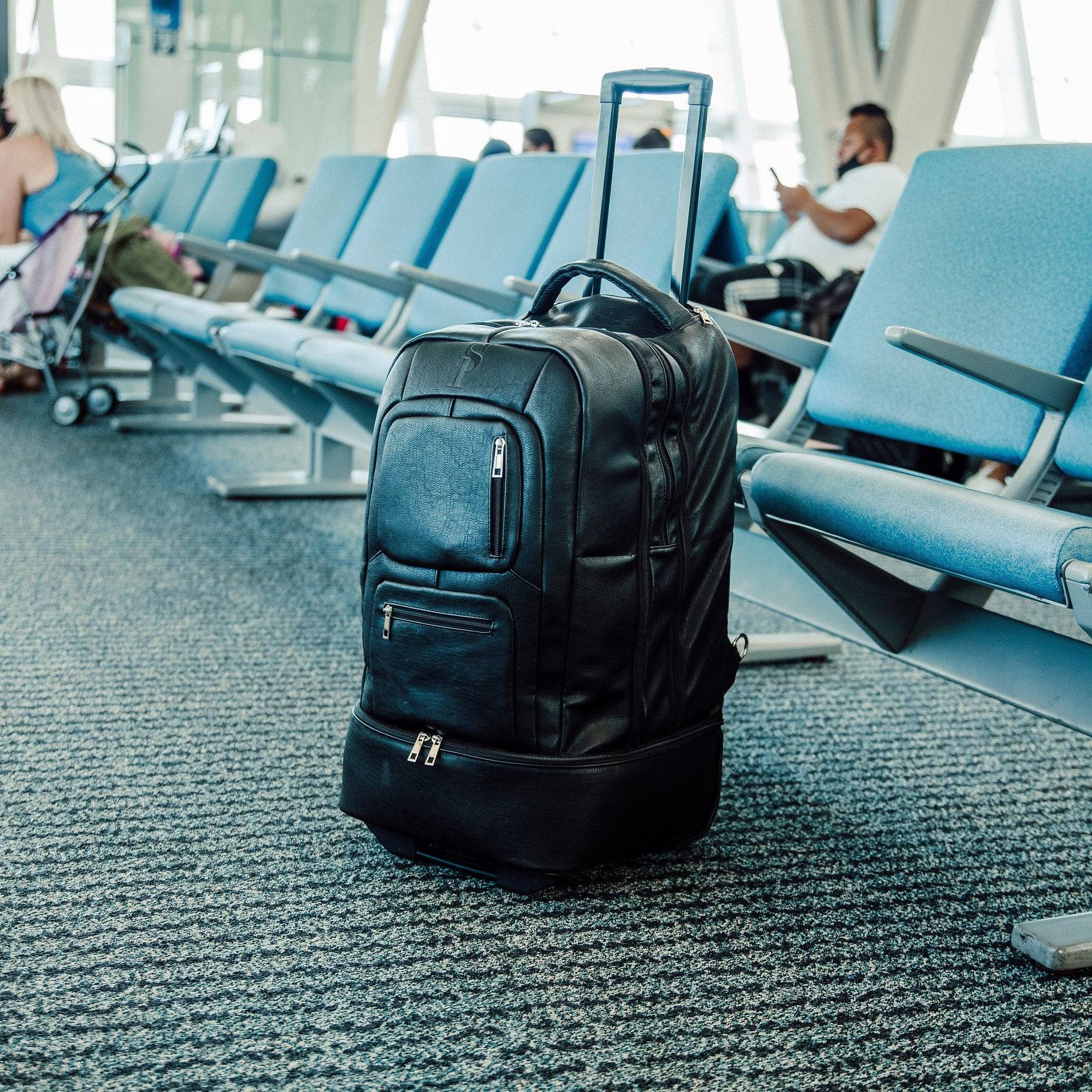Black Leather Roller Bag Set - Image 9