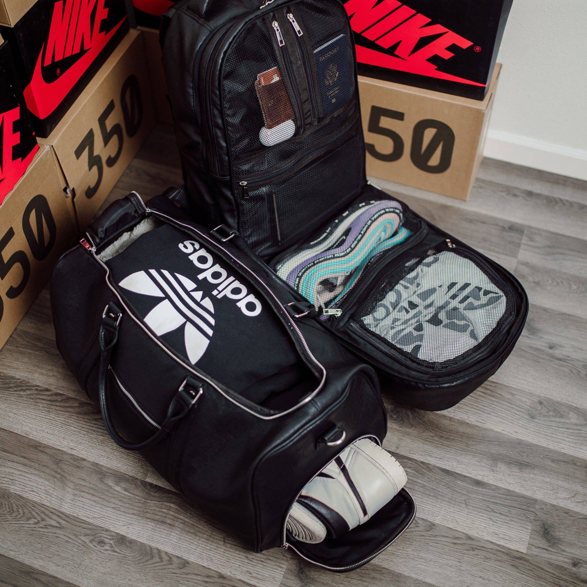 Black Leather Signature Bag Set (Signature Backpack and Duffle Bag) - Image 6