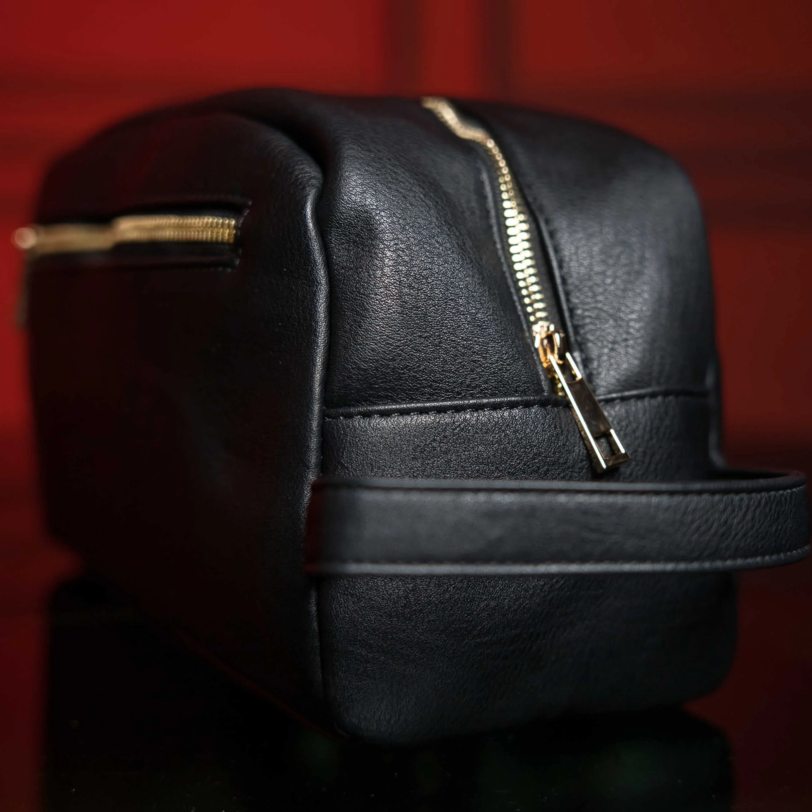 Black Leather Toiletry Bag - Image 3