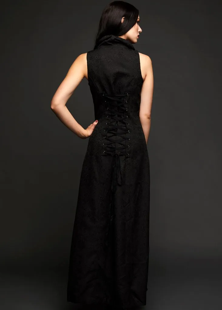 Black Long Sleeveless Gothic Coat - Image 3