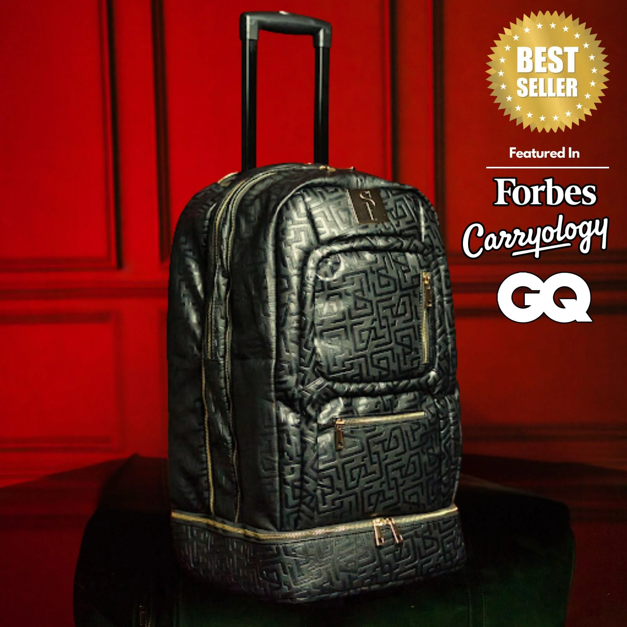 Black Monogram Leather Carry-On Roller Bag - Image 3
