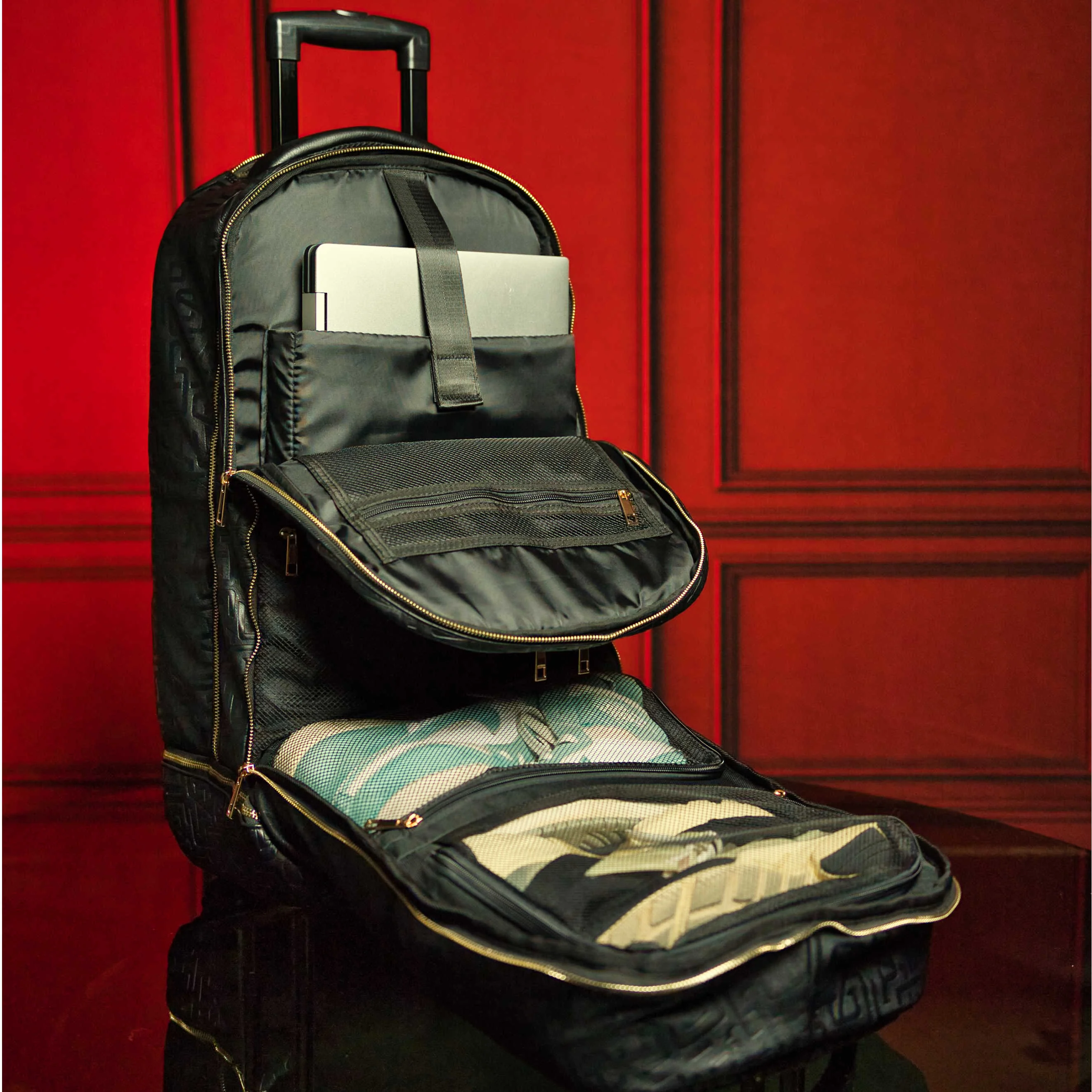 Black Monogram Leather Carry-On Roller Bag - Image 4
