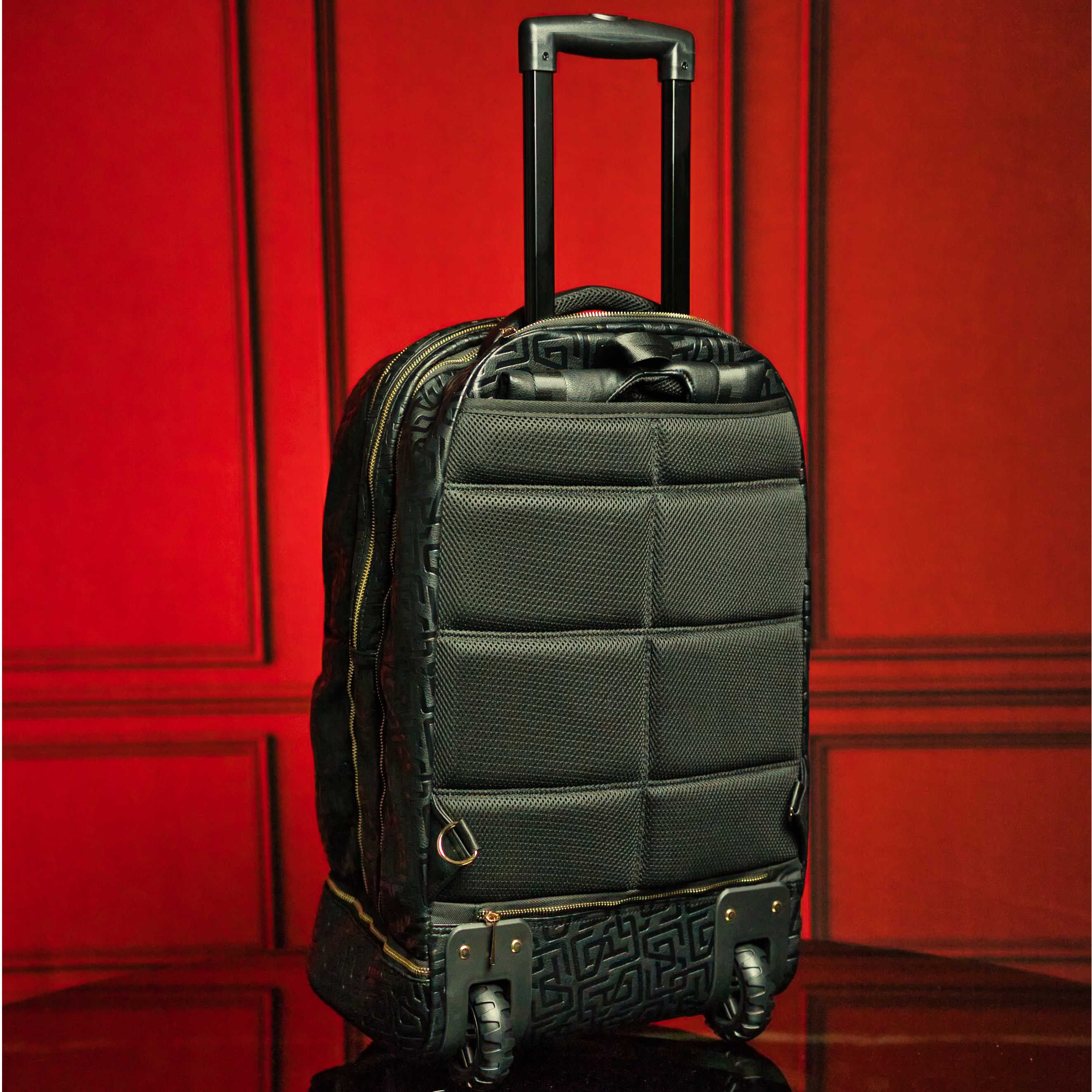 Black Monogram Leather Carry-On Roller Bag - Image 5