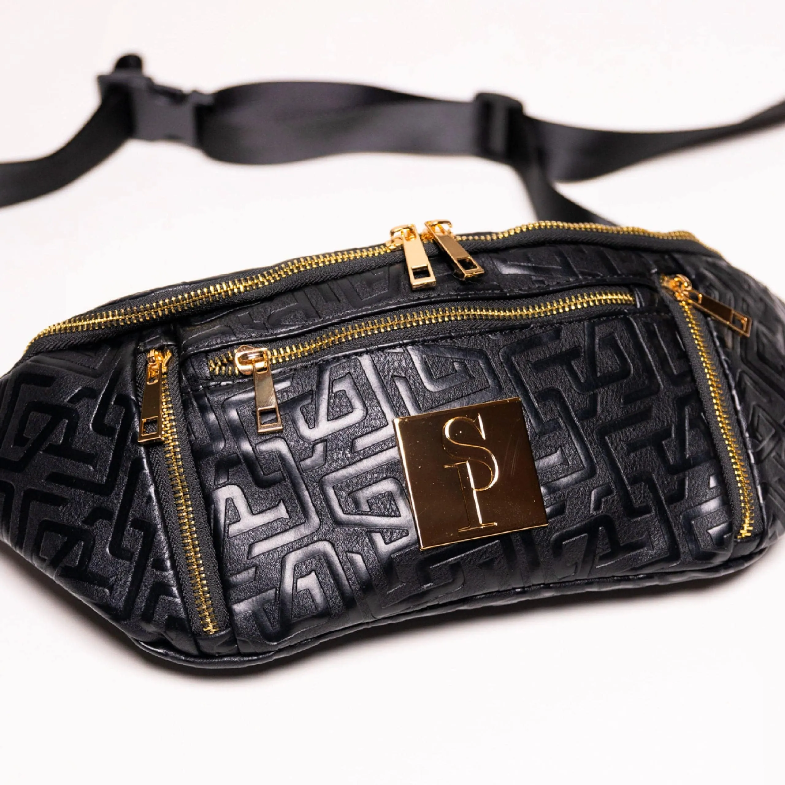 Black Monogram Leather Crossbody Bag - Image 2