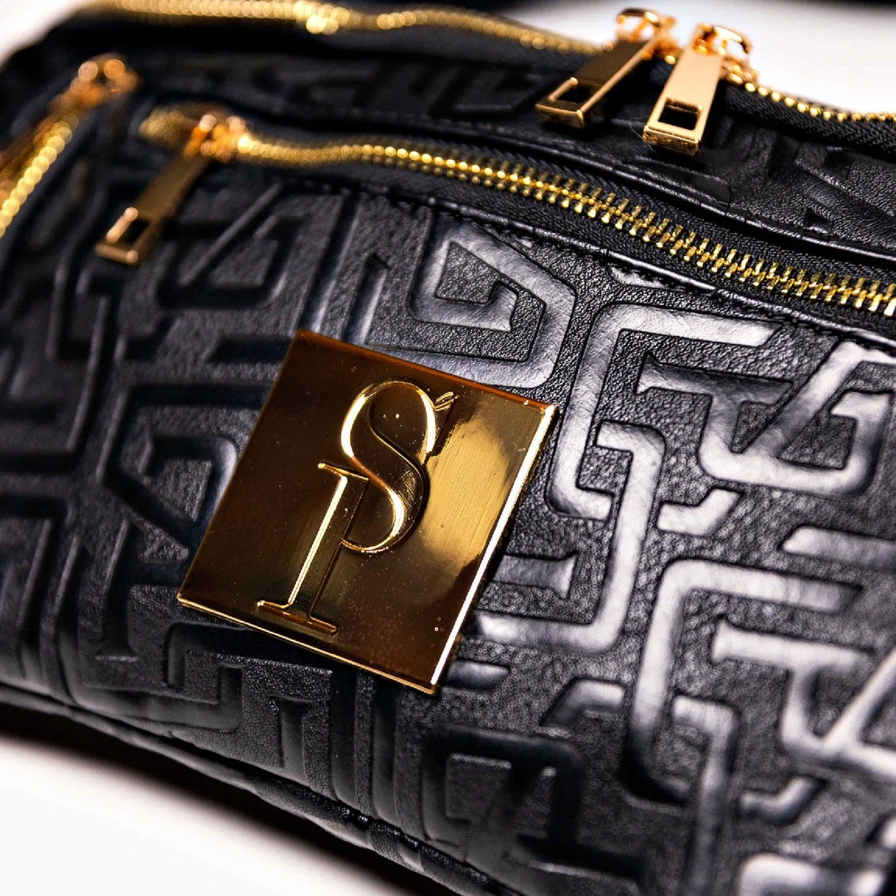 Black Monogram Leather Crossbody Bag - Image 3