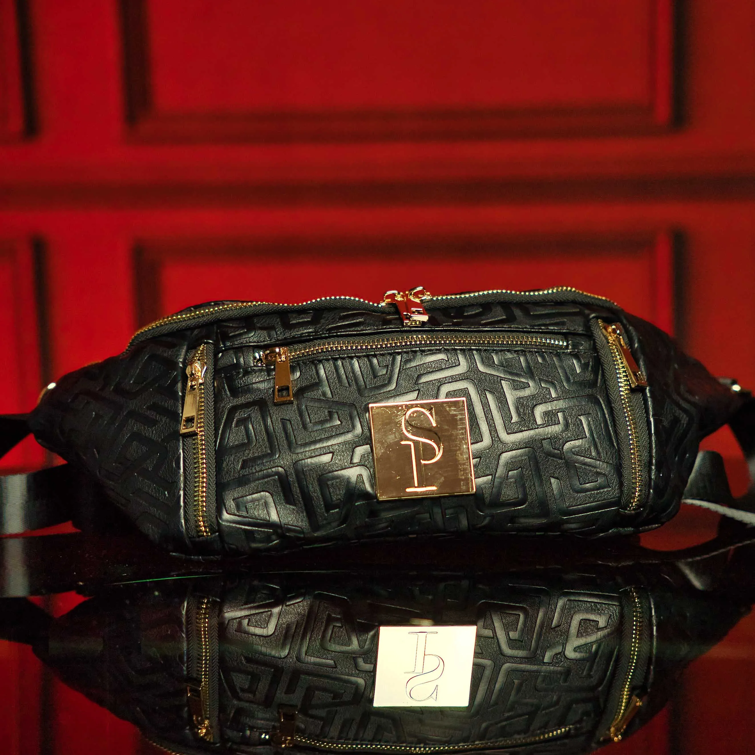 Black Monogram Leather Crossbody Bag - Image 5