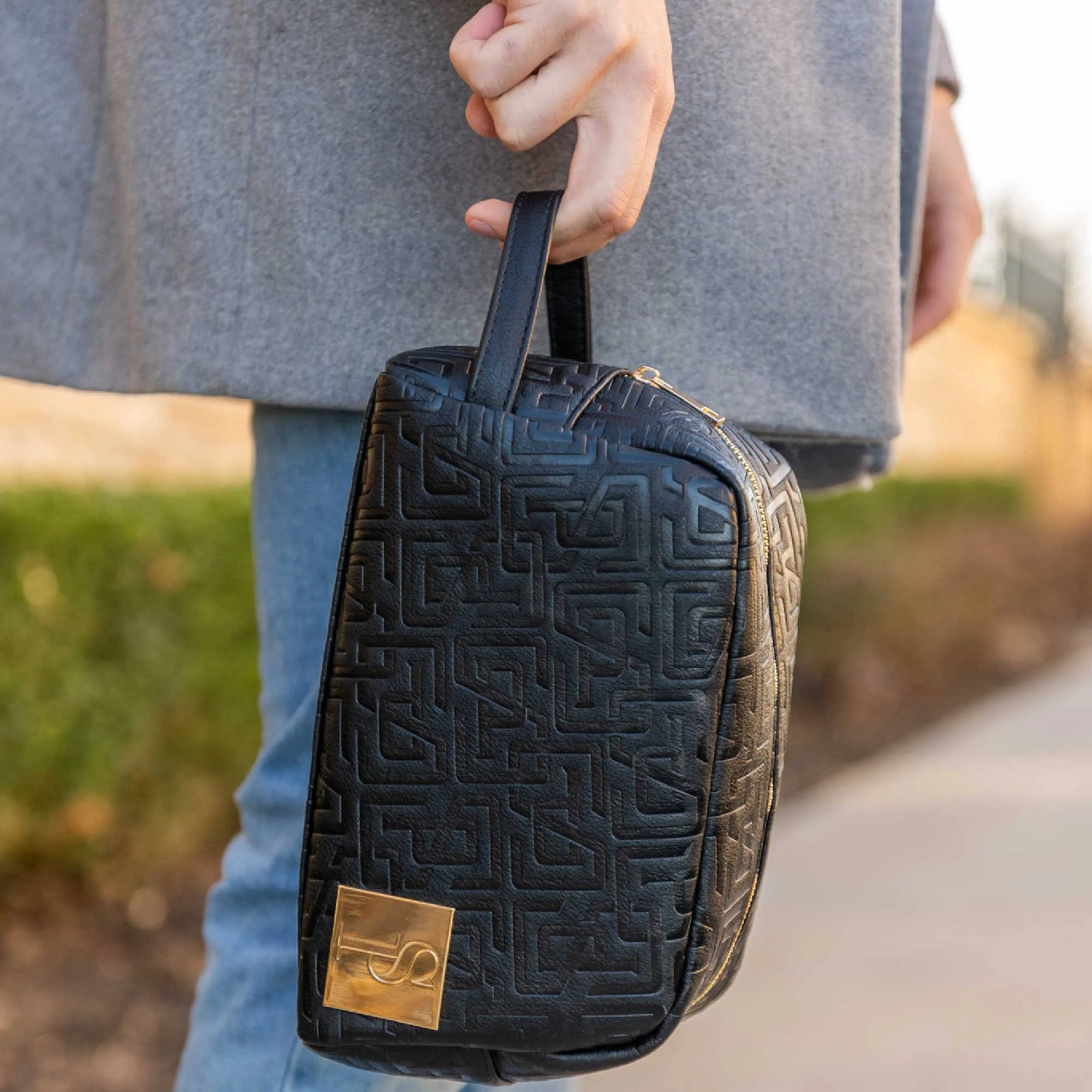 Black Monogram Leather Toiletry Bag - Image 2