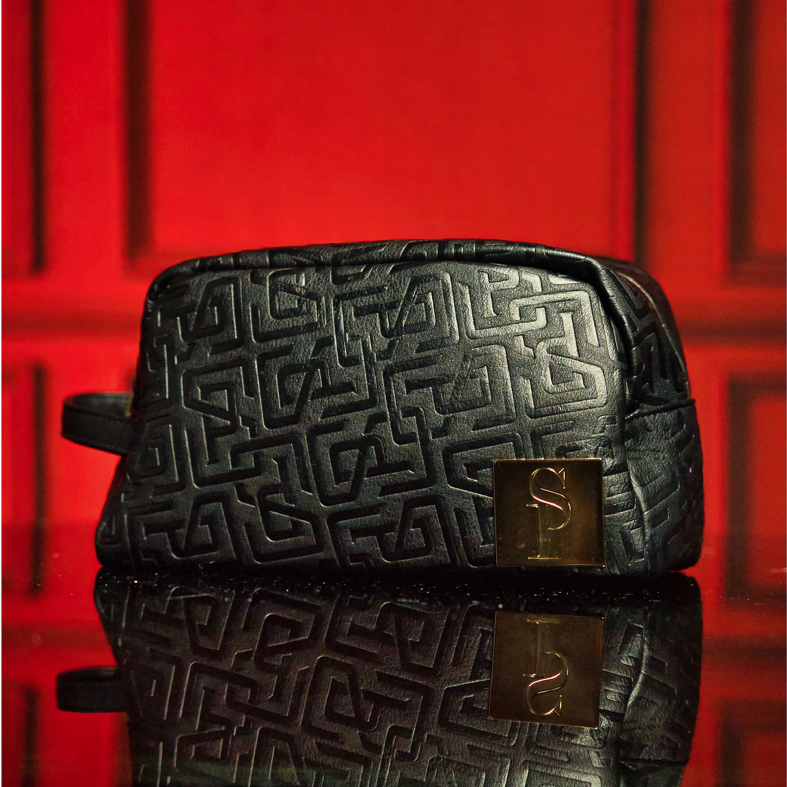 Black Monogram Leather Toiletry Bag - Image 6