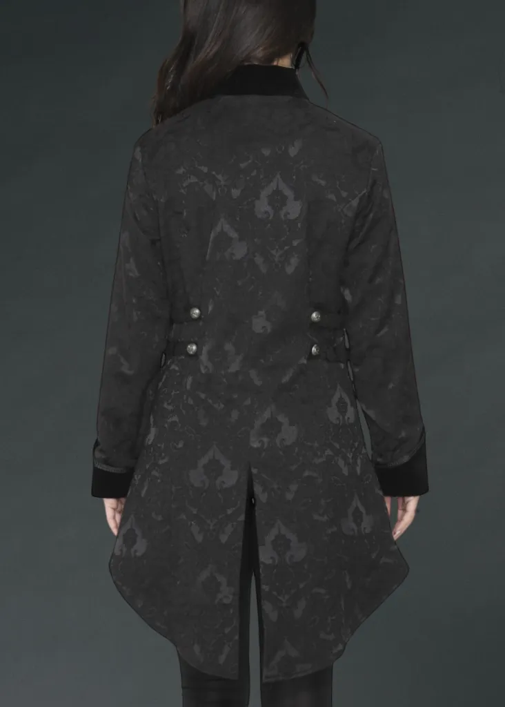 Black Pearl Pirate Brocade Victorian Coat - Image 4
