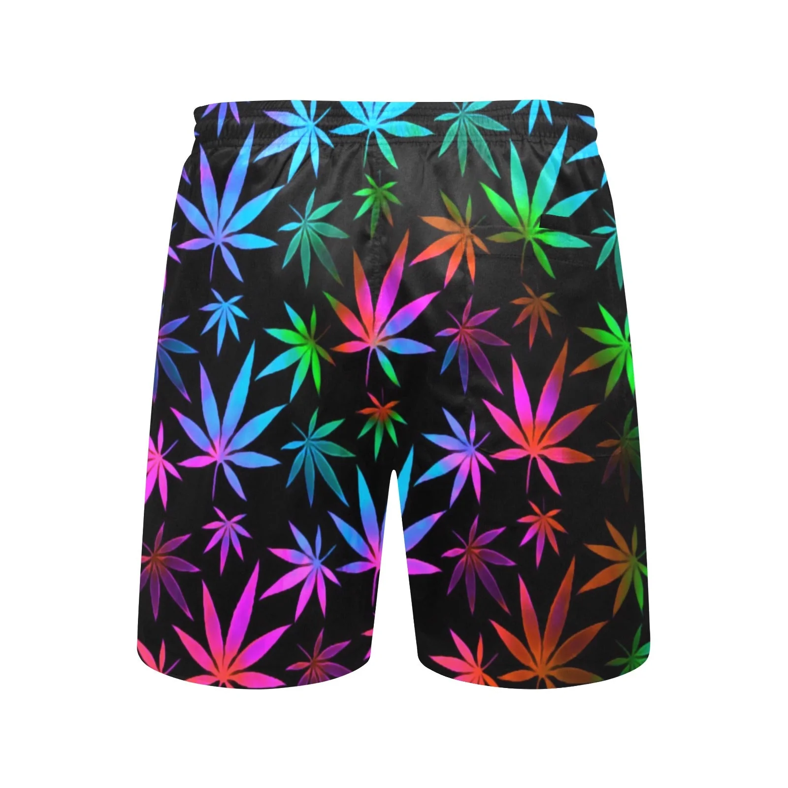 Black Rainbow Weed Print Swim Shorts - Image 4