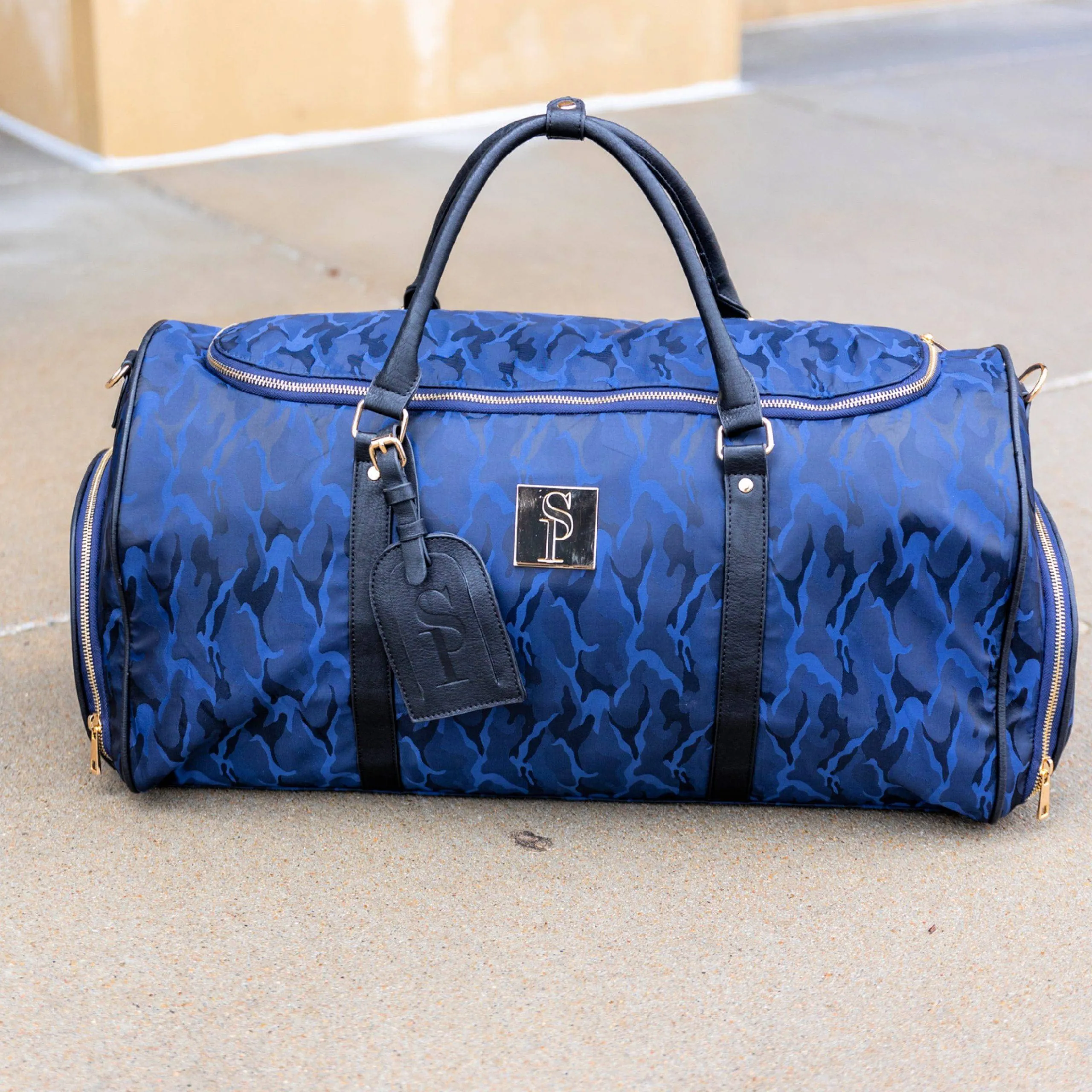 Blue Camo Weekender Duffle Bag - Image 4