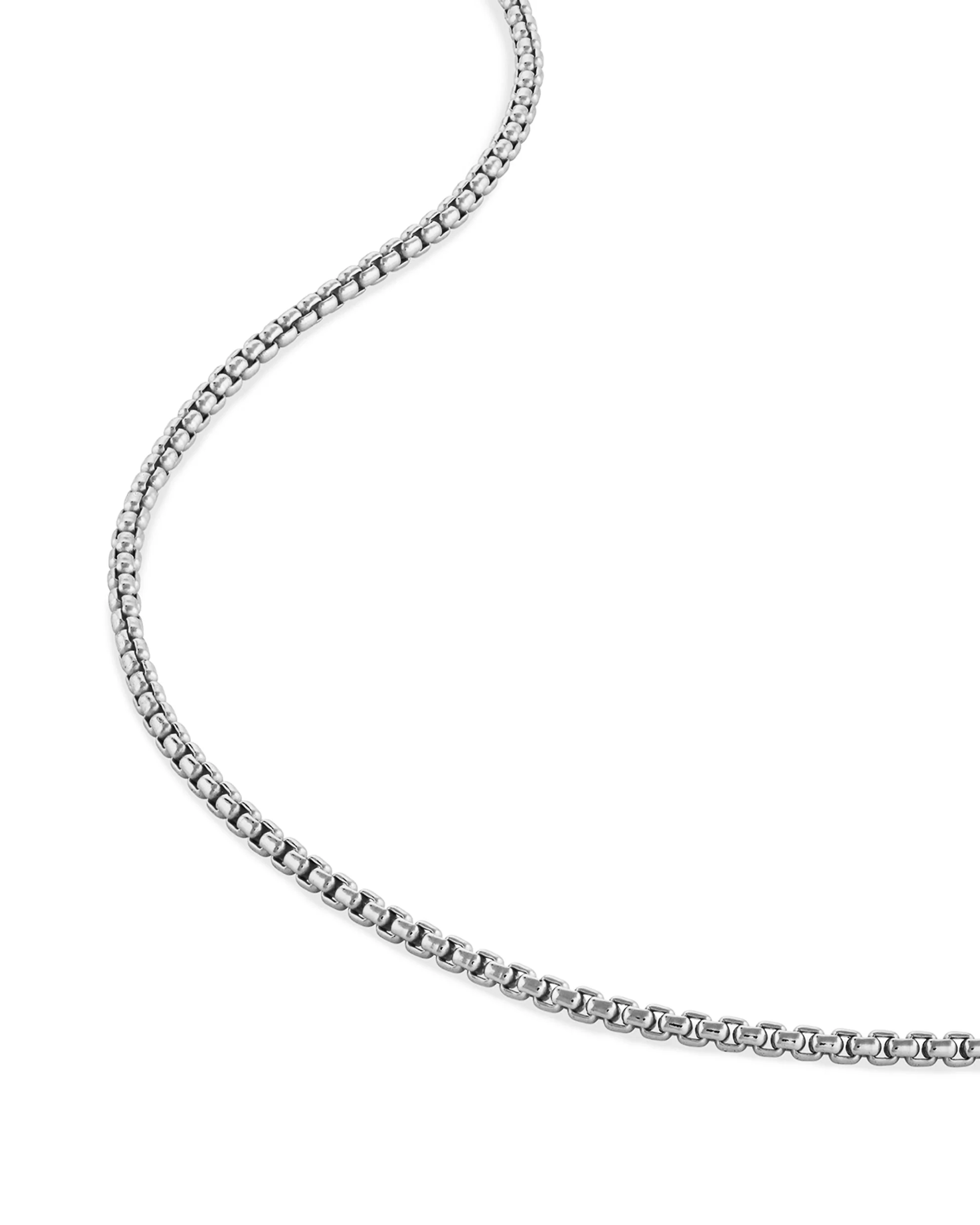 Box Chain Necklace, 2MM - Sterling Silver - Image 3
