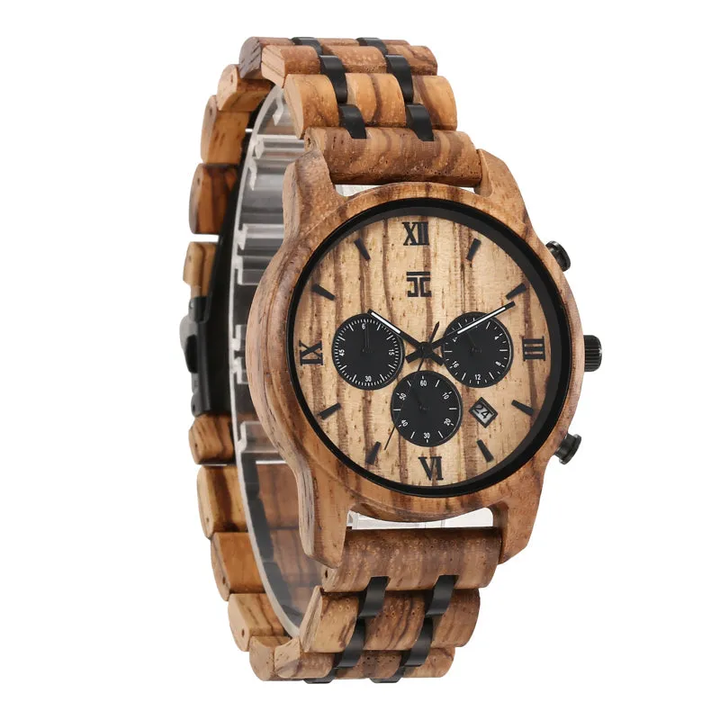 Breiler Men's Watches | Zebra Wood Chronograph - Image 2