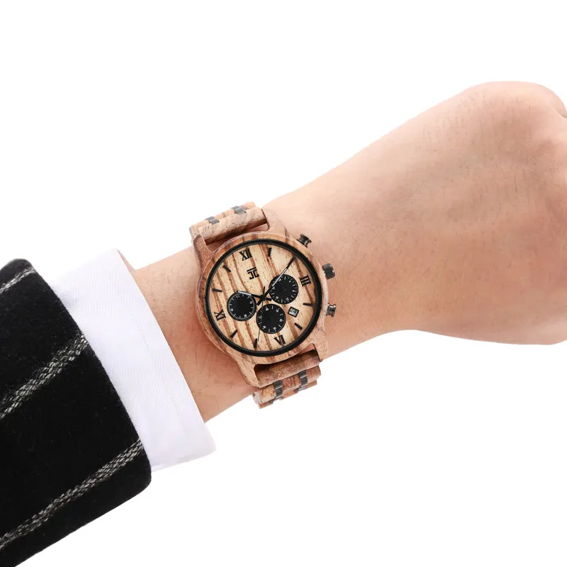 Breiler Men's Watches | Zebra Wood Chronograph - Image 5