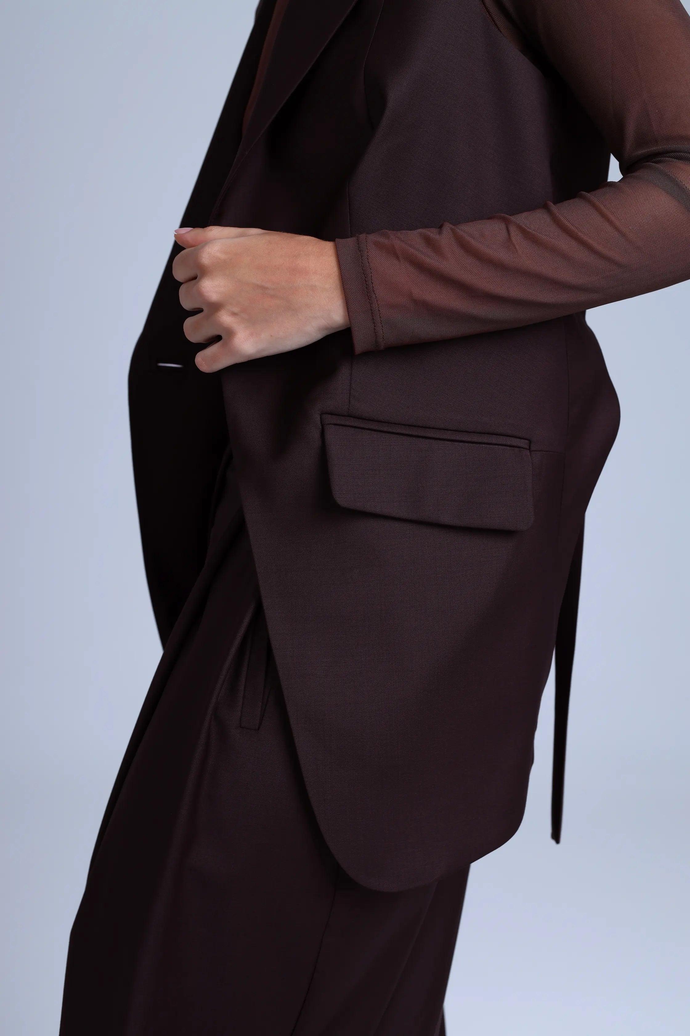 Broadway 3-Piece Monica Tailored Virgin Wool Suit in Dark Coffee - Image 6