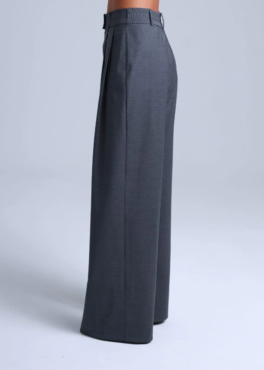 Broadway Sophia Wide-Leg Virgin Wool Pants in Mid Grey - Image 5