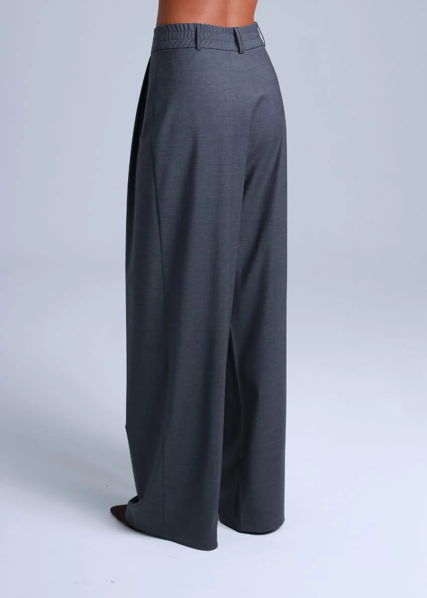 Broadway Sophia Wide-Leg Virgin Wool Pants in Mid Grey - Image 7