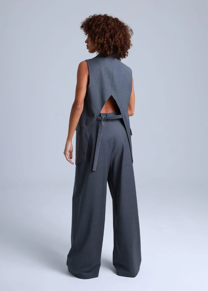 Broadway Sophia Wide-Leg Virgin Wool Pants in Mid Grey - Image 8