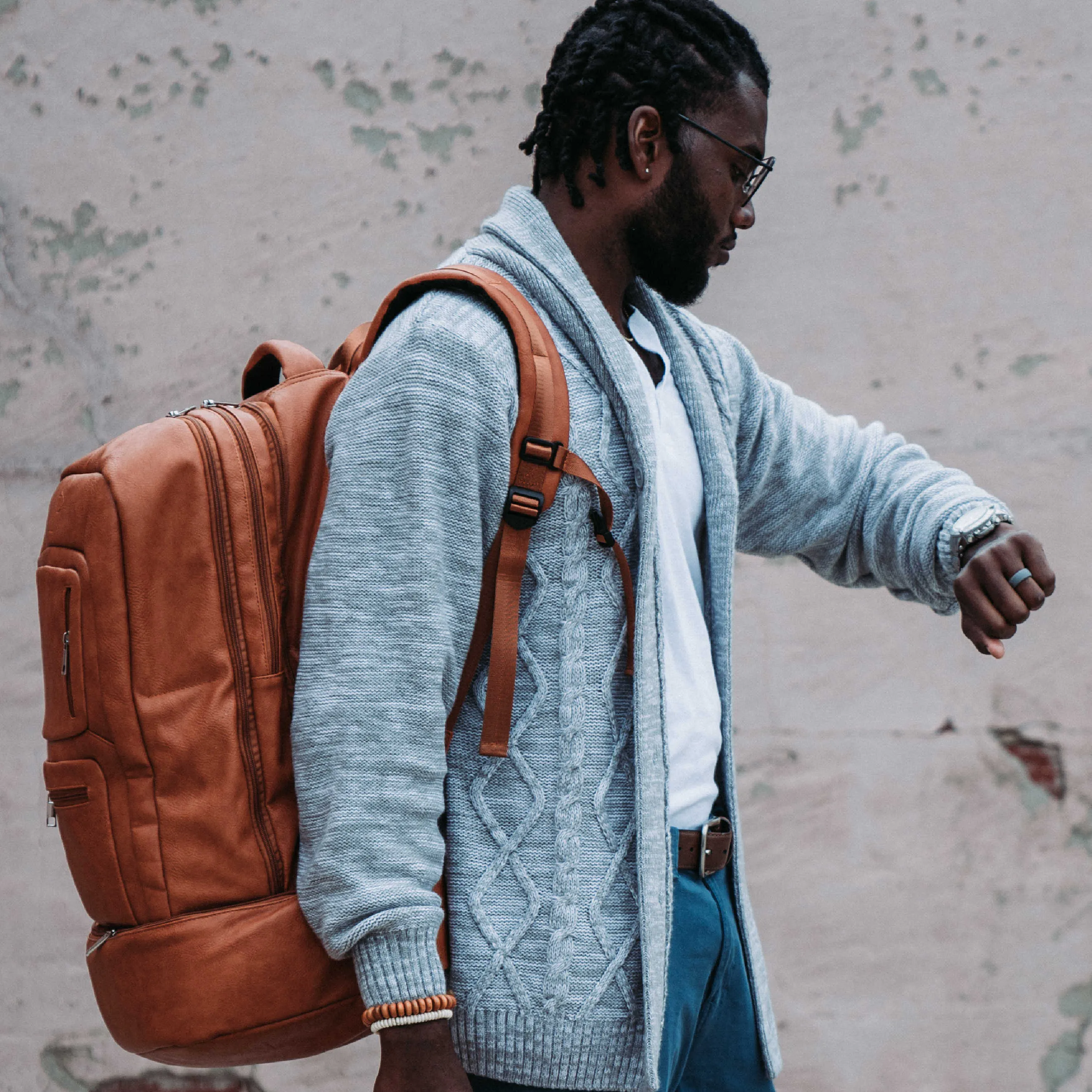 Brown Leather Luxury Carry-On Backpack (Patented Signature Design) - Image 5