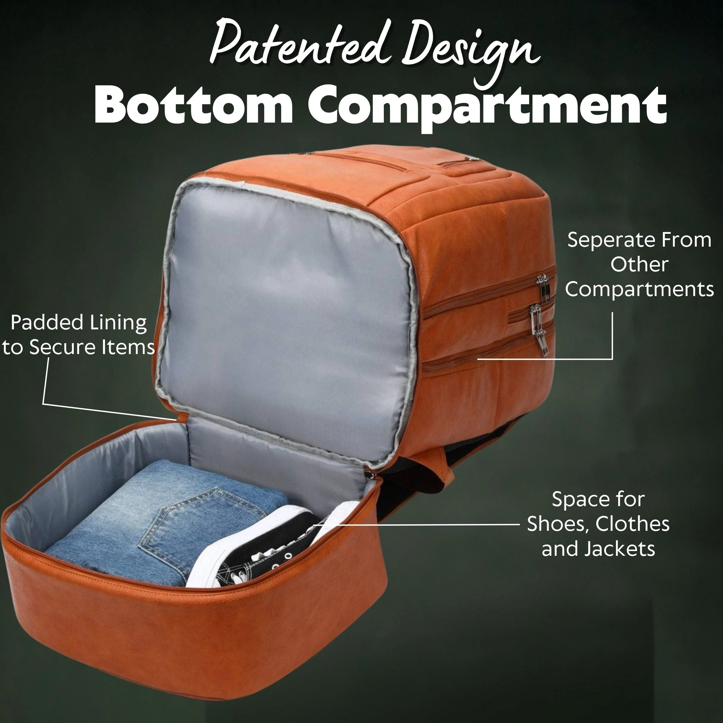 Brown Leather Patented Carry-on Bag (XL Design) - Image 3