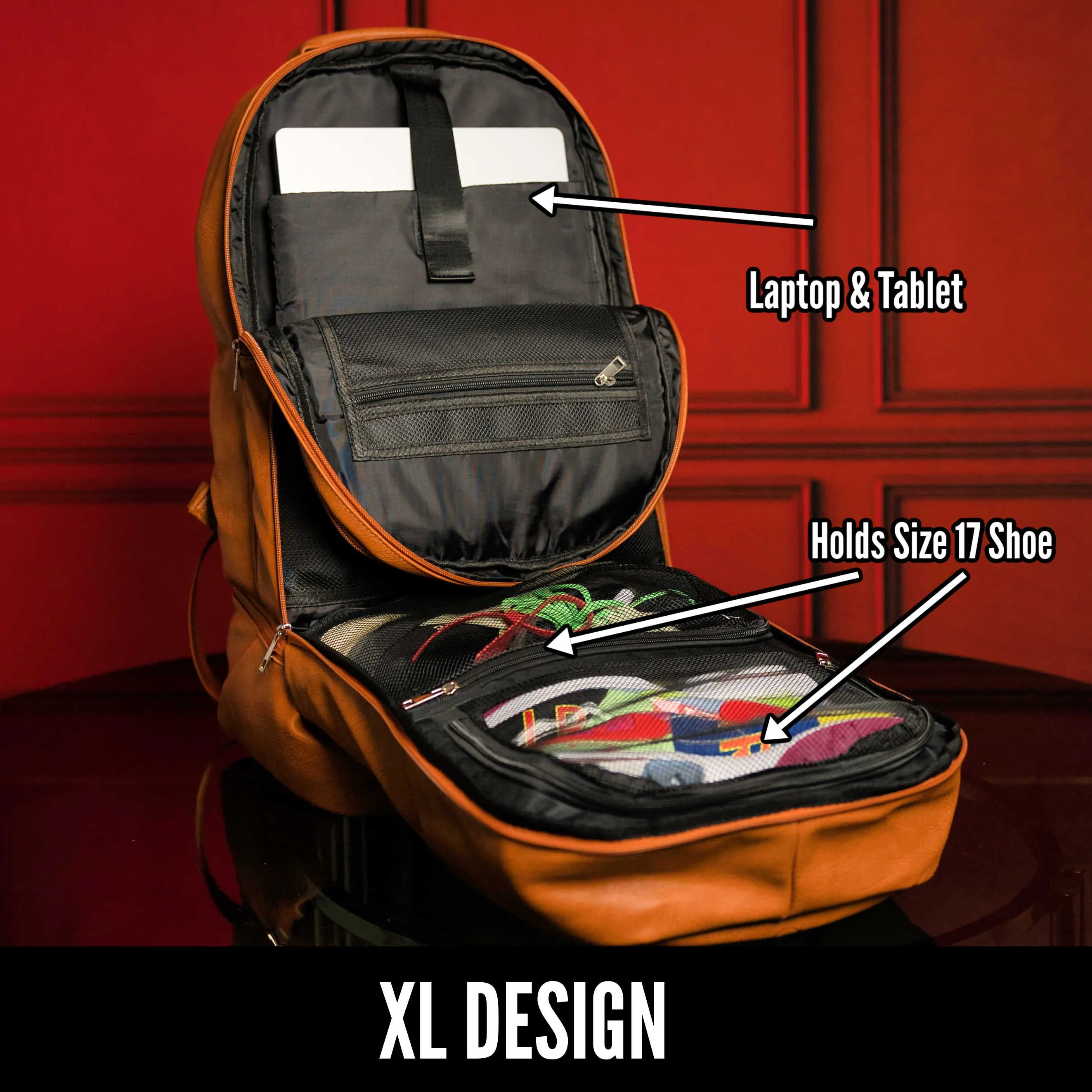 Brown Leather Patented Carry-on Bag (XL Design) - Image 4