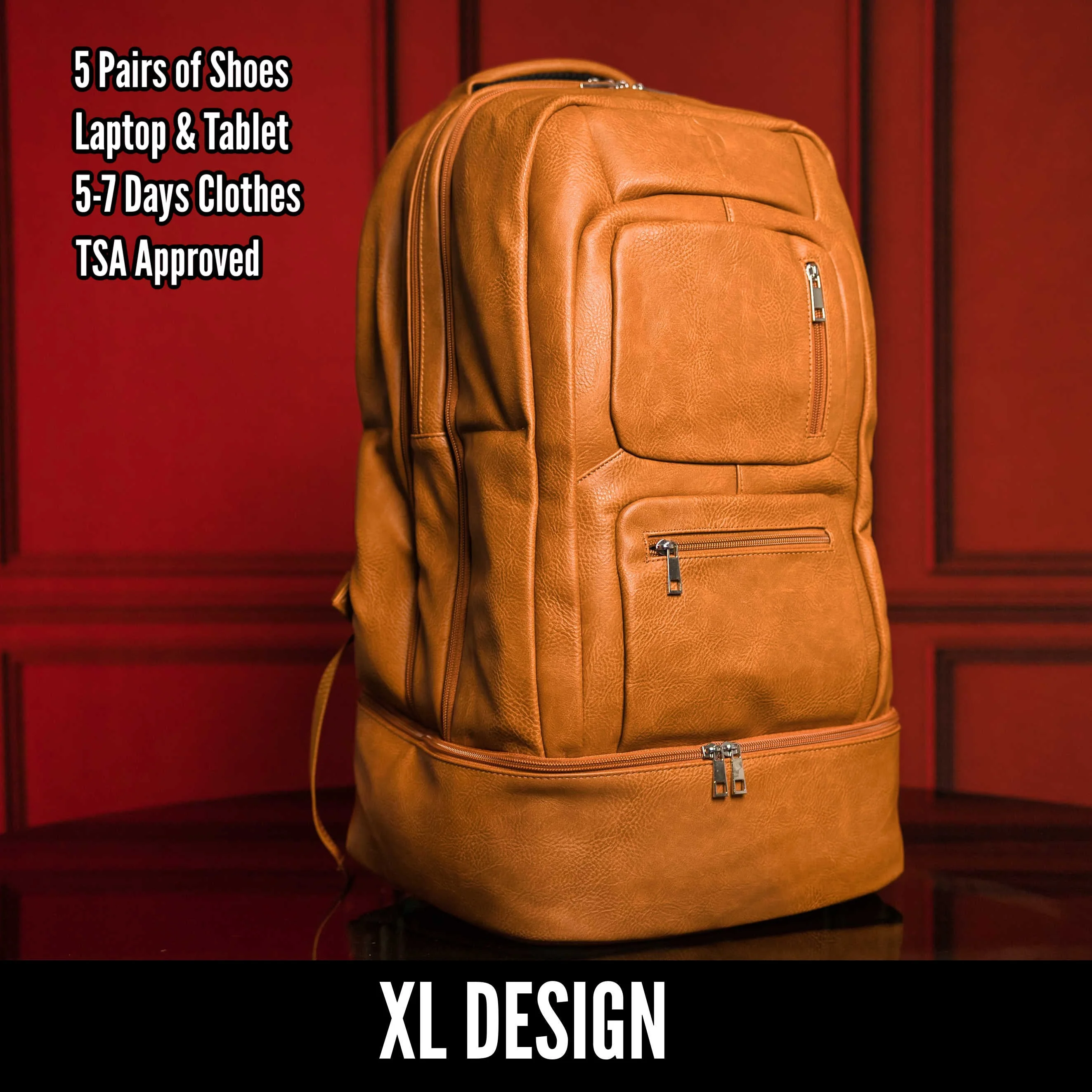 Brown Leather Patented Carry-on Bag (XL Design) - Image 7