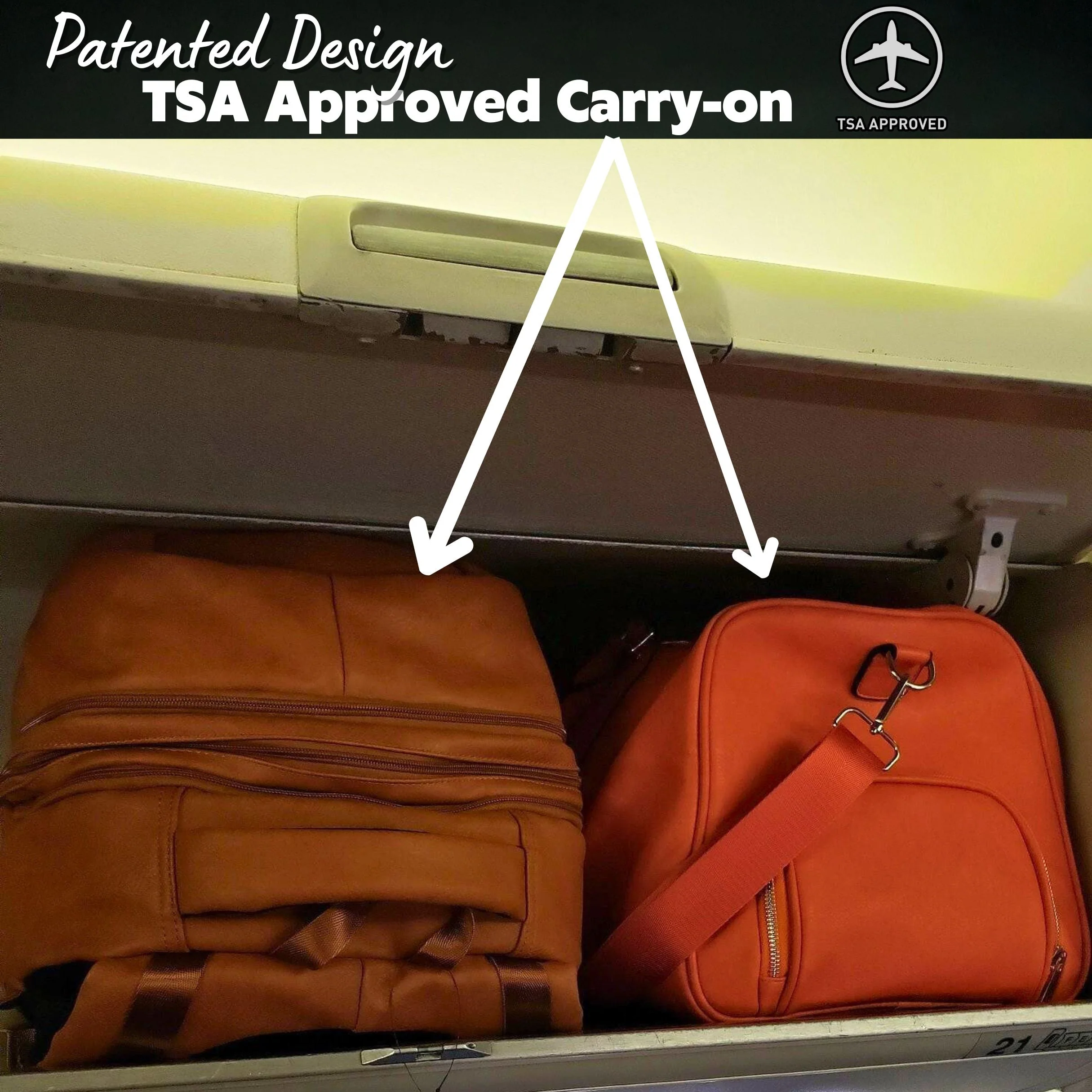 Brown Leather Patented Carry-on Bag (XL Design) - Image 9