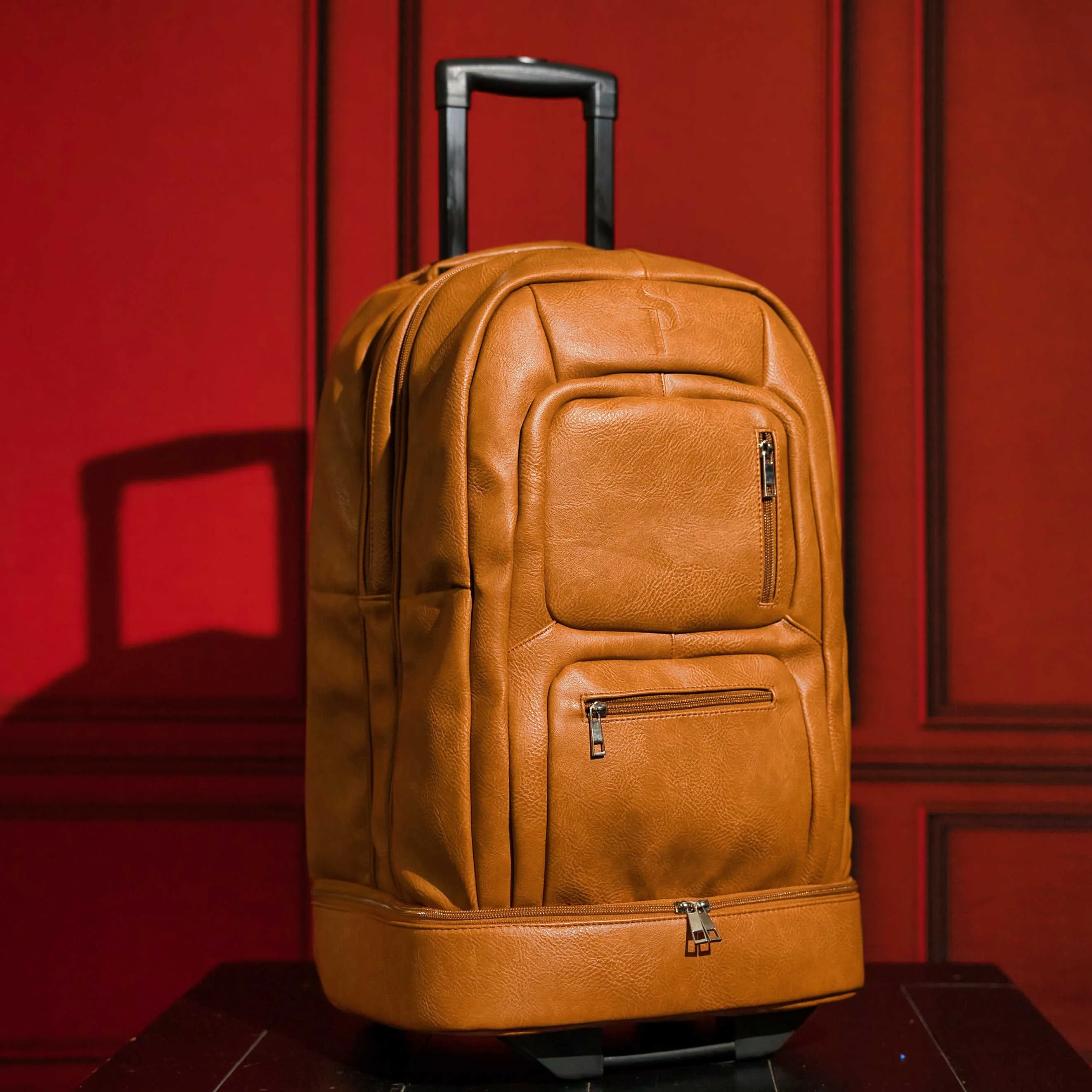 Brown Leather Roller Carry-on Set - Image 2