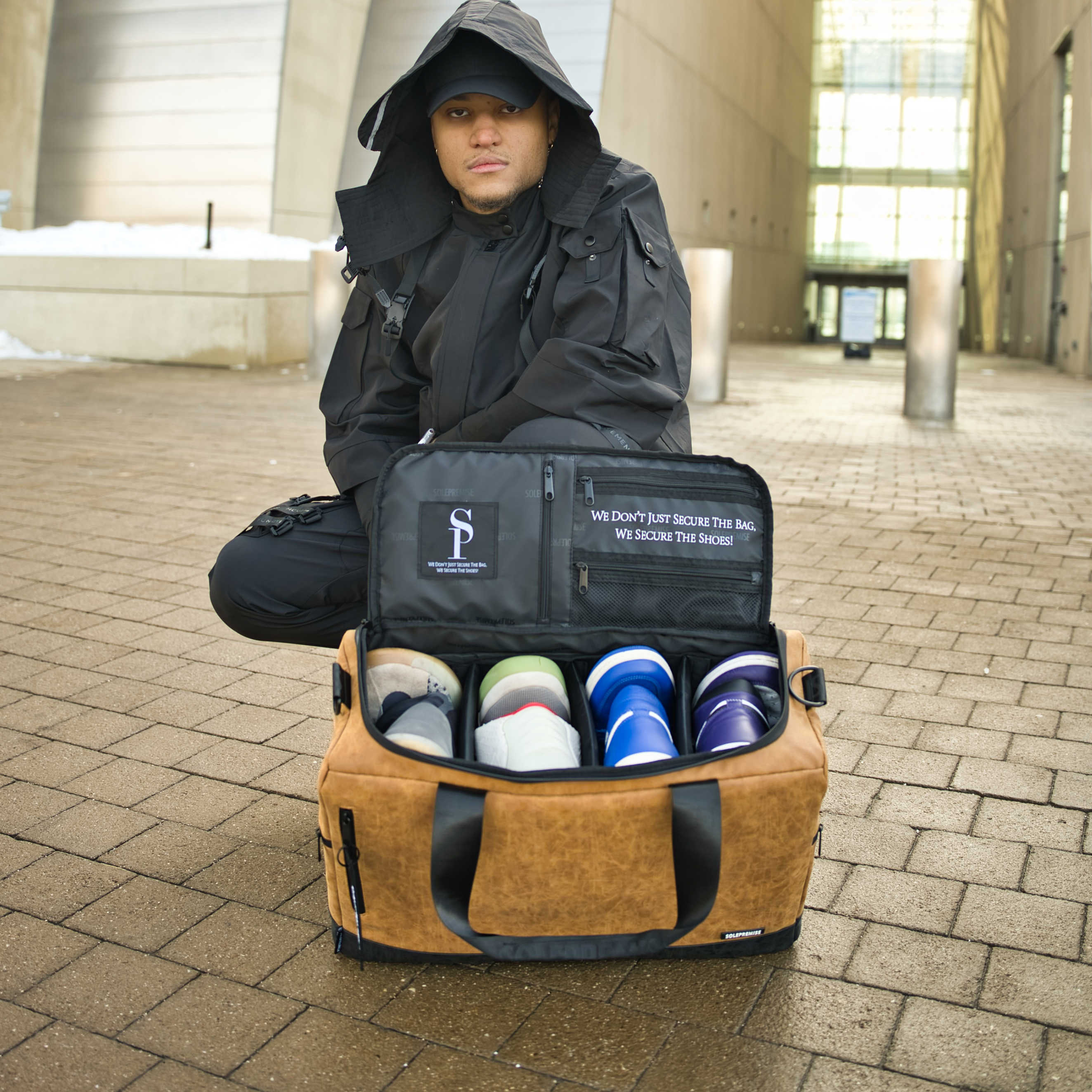 Brown Leather Sneaker Duffel Bag - Image 3